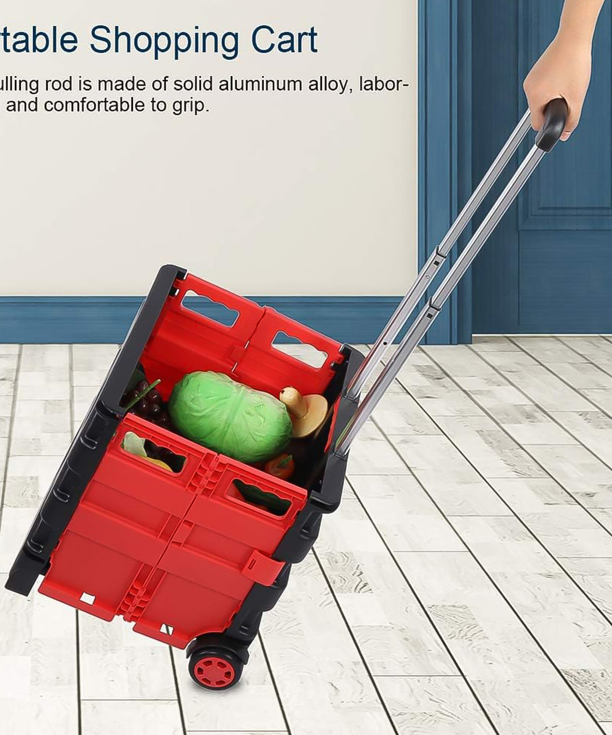 Foldable Shopping Grocery Trolley / Cart Travel Portable Food Basket (1 Pc)