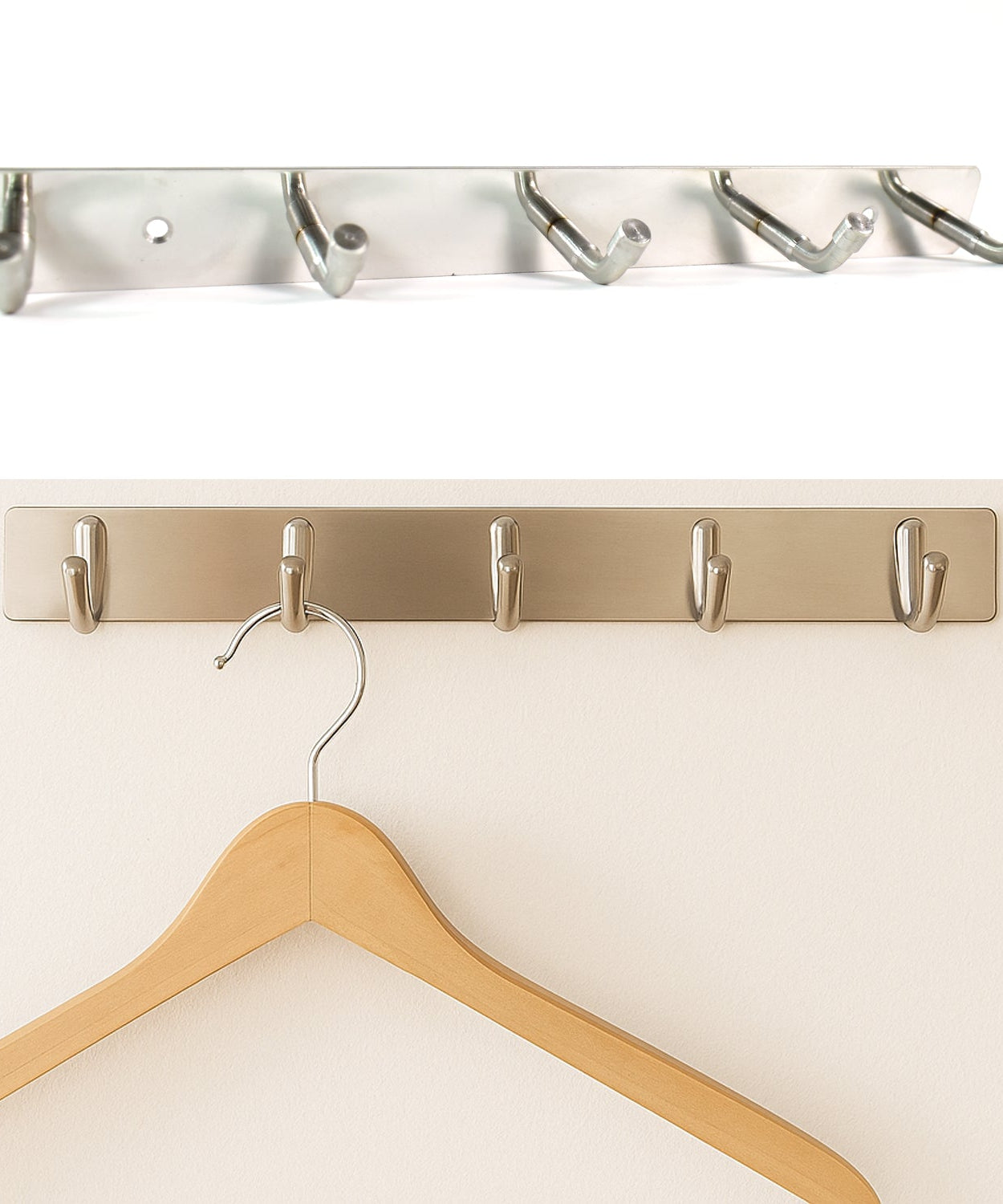 Stainless Steel Wall Mounted Coat 5 Hook Rack (26x3 / 1 Pc)