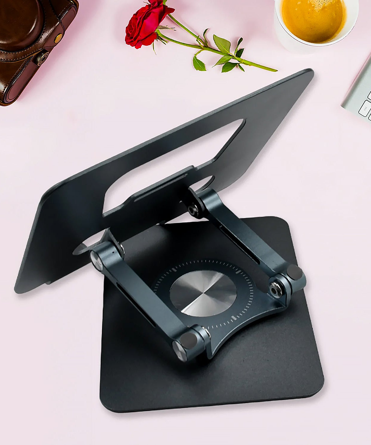 Aluminum Alloy 360°Rotating Bracket, Adjustable Laptop Stand, Portable Foldable Ergonomic Laptop Support