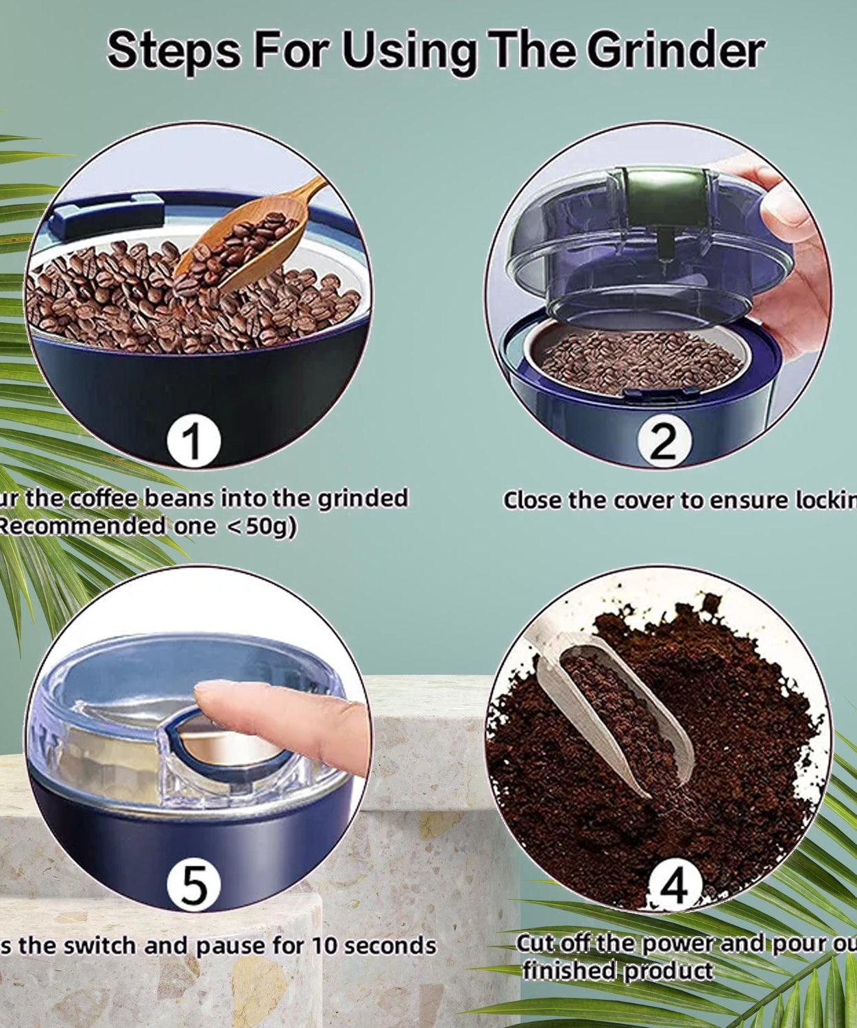 Portable 4-Blade Mini Grinder & Blender for Home & Office