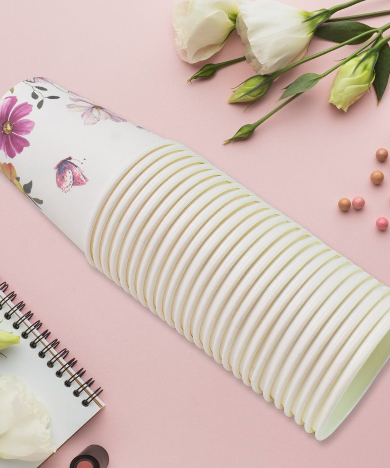 Disposable Paper Cups, Disposable Tea, Coffee Cups (24 Pcs Set / Mix Color & Design)