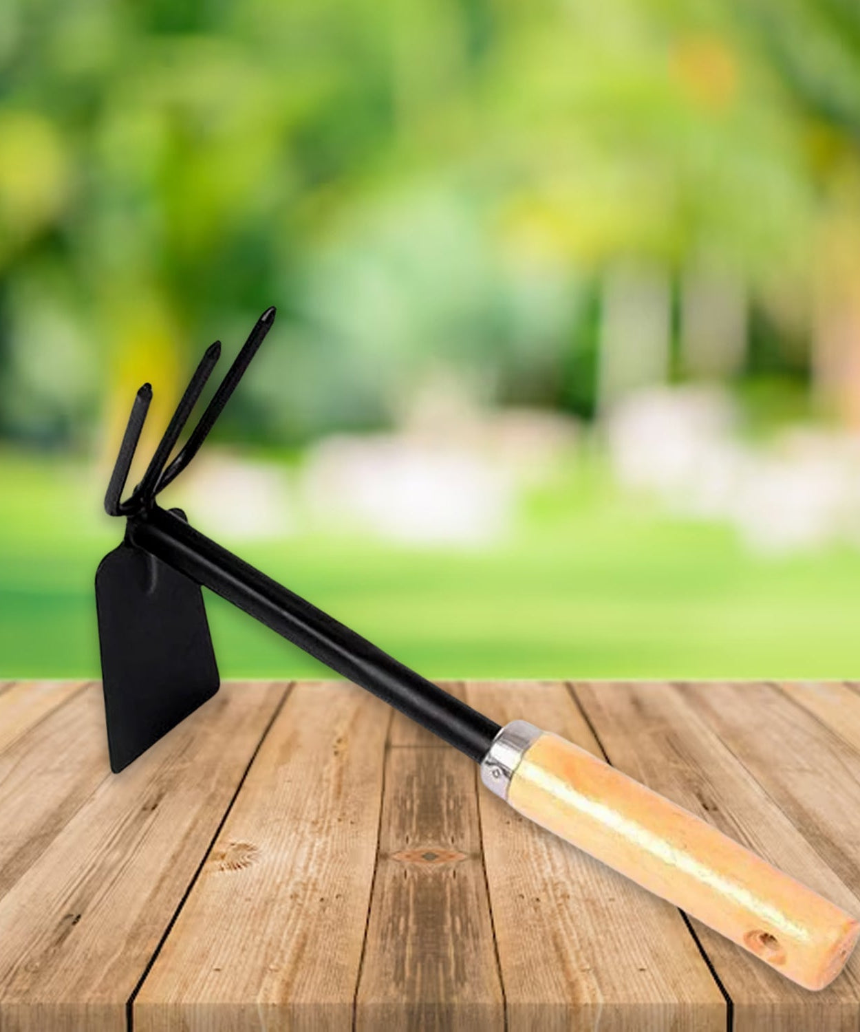 2 in 1 Double Hoe Gardening Tool with Wooden Handle