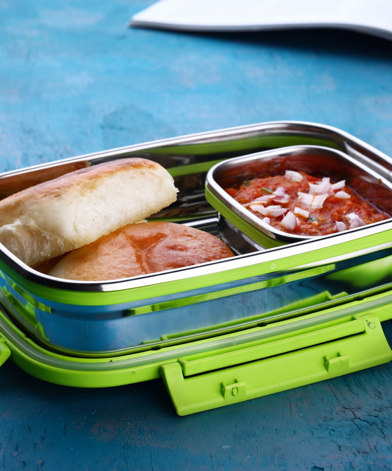 Durable stainless steel lunch box with multiple compartments