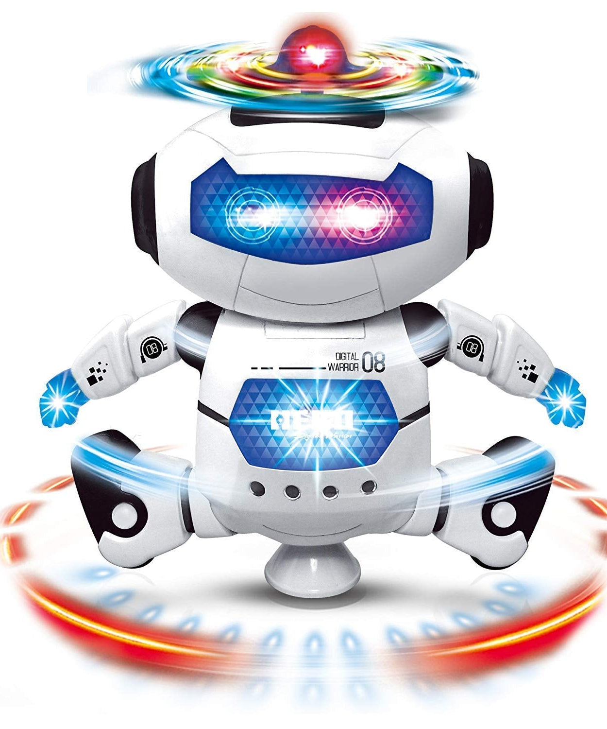 Dancing robot with 3D lights and music.