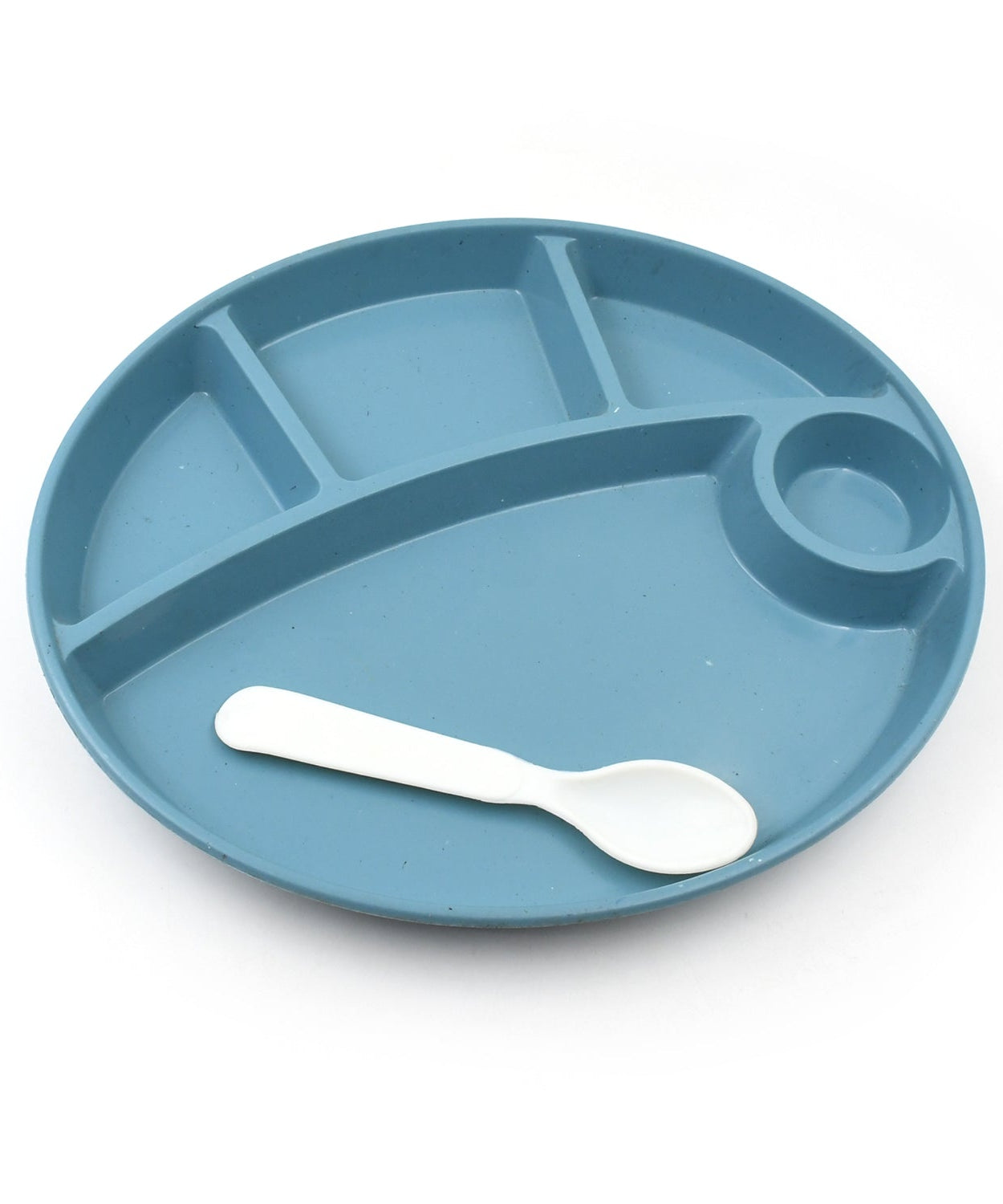 Plastic Food Plates / Biodegradable 5 Compartment Plate With Spoon for Food Snacks / Nuts / Desserts Plates for Kids, Reusable Plates for Outdoor, Camping, BPA-free (1 Pc)