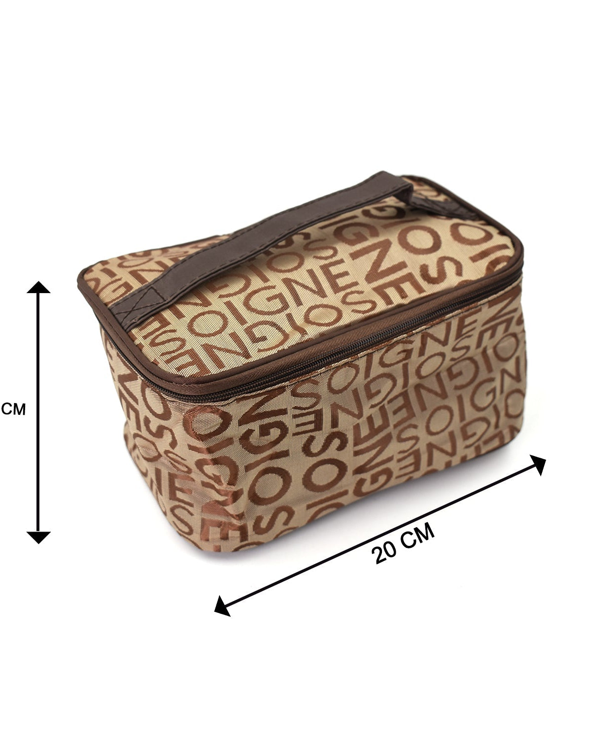 Makeup bag with several compartments for travel and storage.