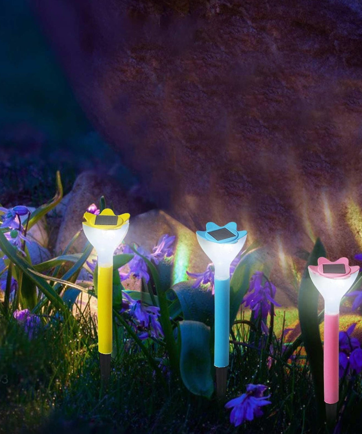 Street Light Solar Flowers Lights Road Light Flower Landscape Light Decorative Yard Lights Solar Lights Garden Stake Flower Lights Solar Landscape Light in Outdoor Spotlight (2 Pc )