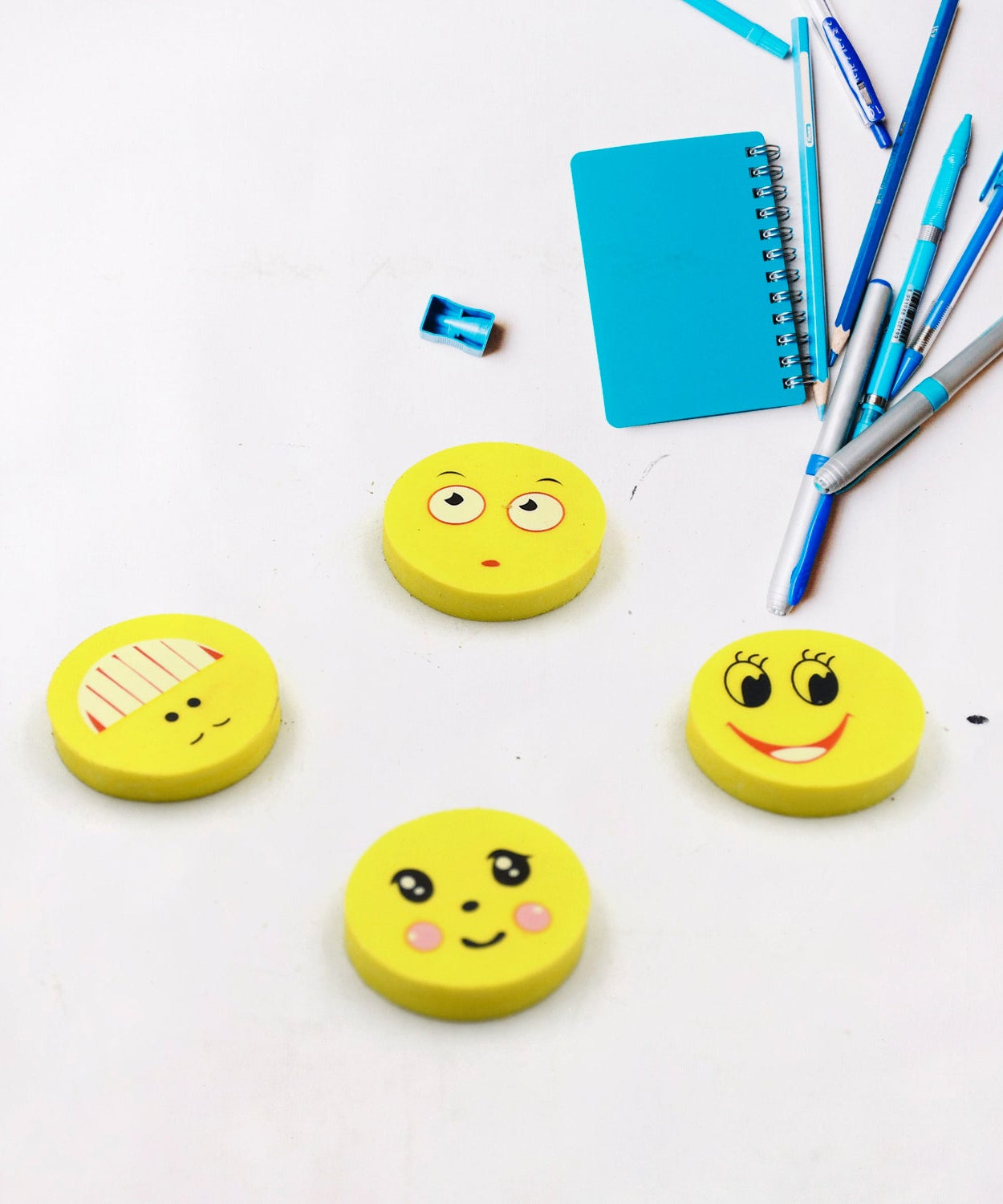 Cute Smile Emoji Eraser Set – Perfect for Kids (4pc Set)