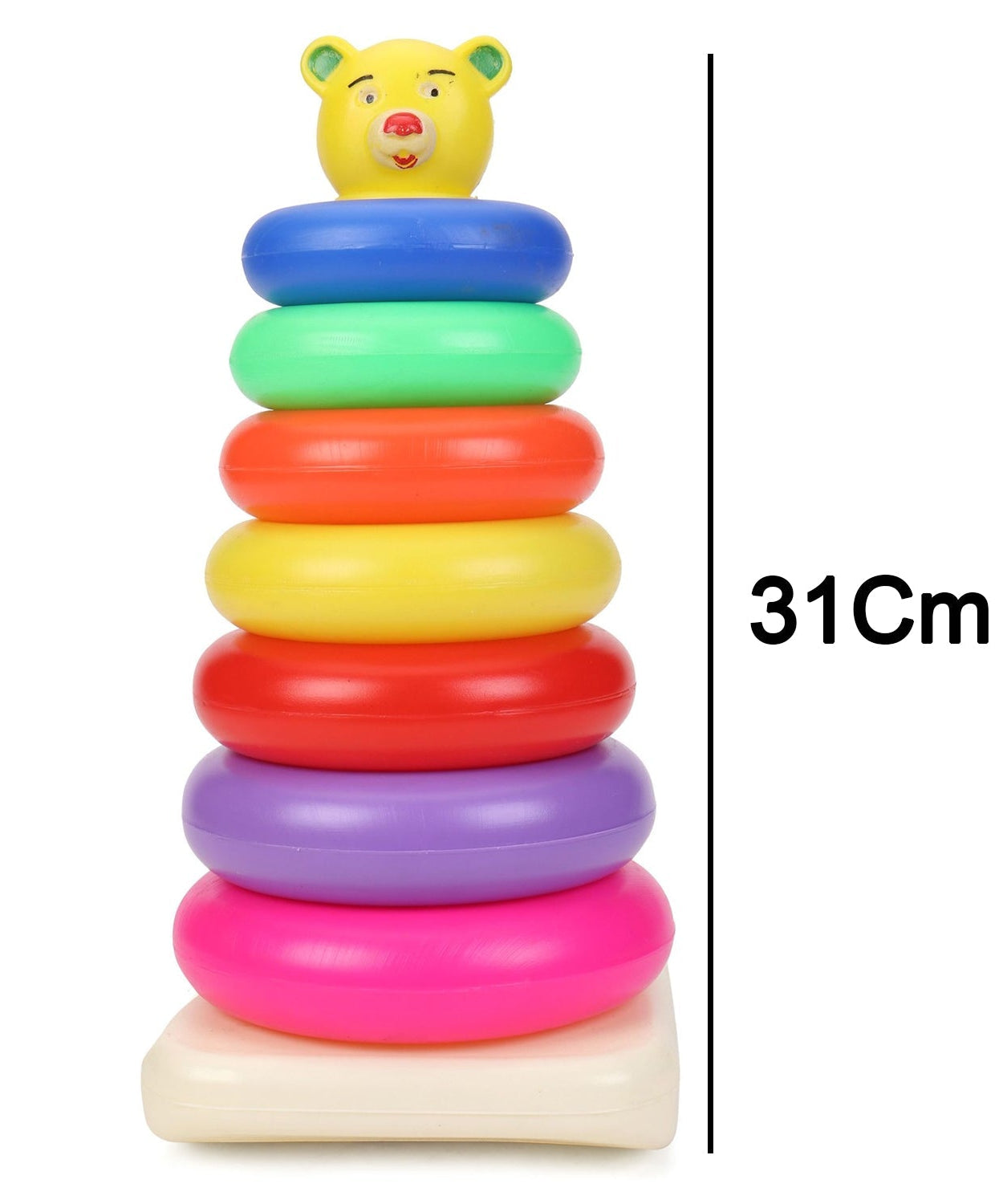 Jumbo plastic stacking rings in teddy bear design