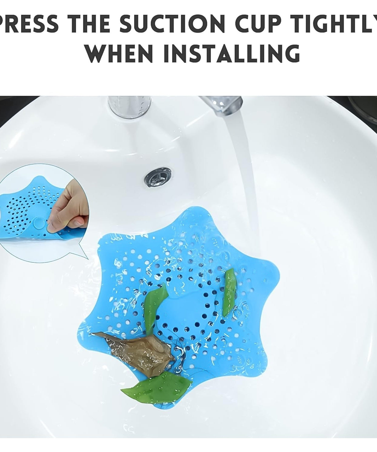 Star Shape Suction Cup Kitchen Bathroom Sink Drain Strainer Hair Stopper Filter, Star Shaped Sink Filter Bathroom Hair Catcher, Drain Strainers Cover Trap Basin (1 Pc)