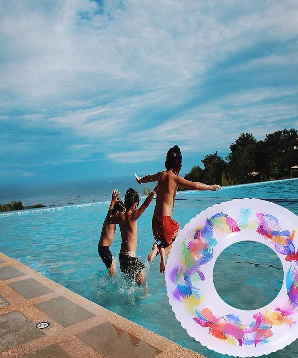 Swim Ring, For Adults, Conveniently Portable, Feathers, Swimming Ring, For Water Play, For Beaches, Swimming, Summer Vacation, Women's, Men's (1 Pc)