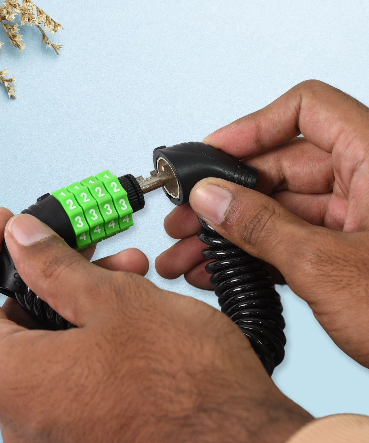 Spiral Cable Lock | 4-Digit Combination Code | Bicycle Security Lock (1 Pc)