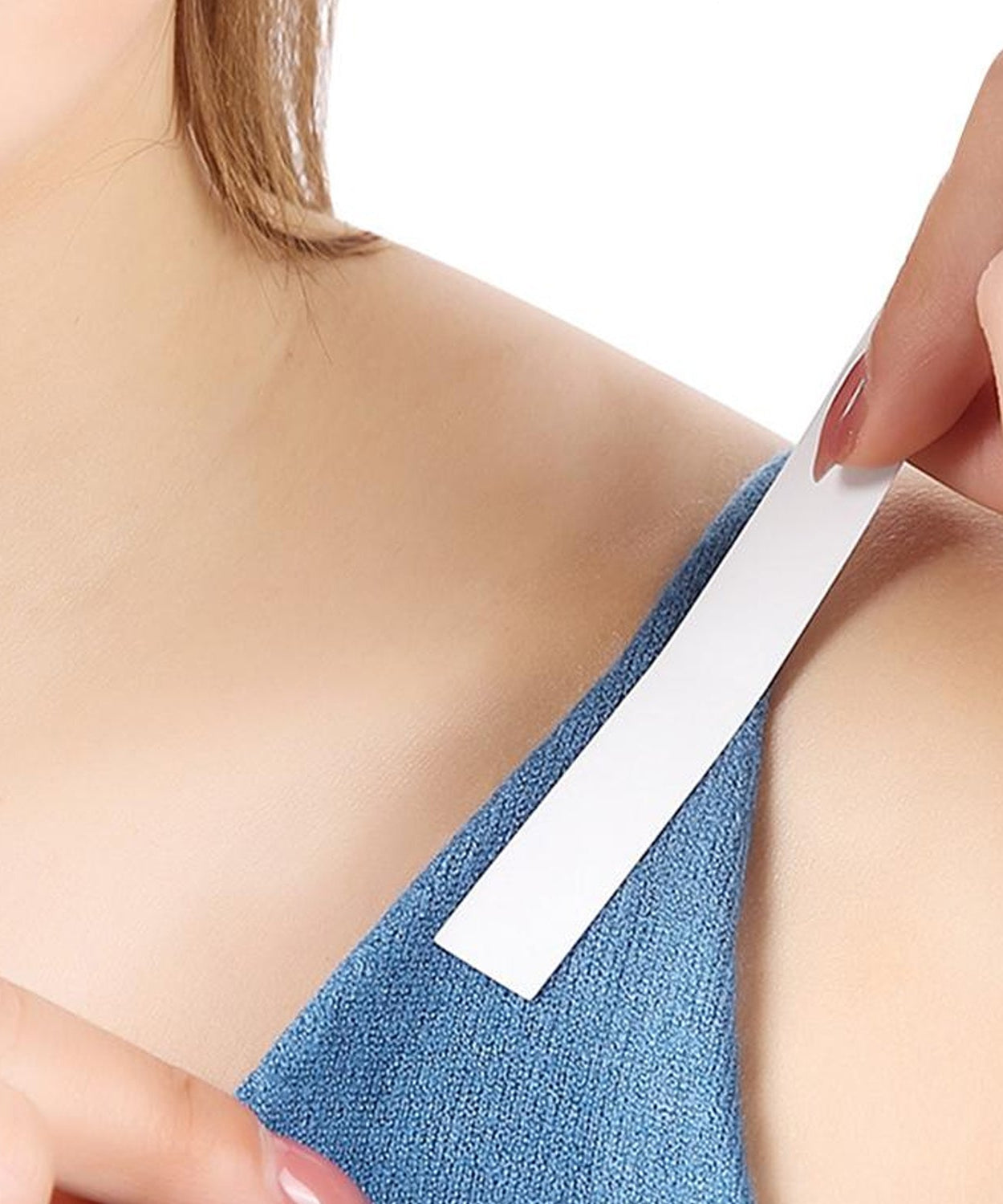 Waterproof and anti-skid double-sided tape, clear, for use with lingerie.