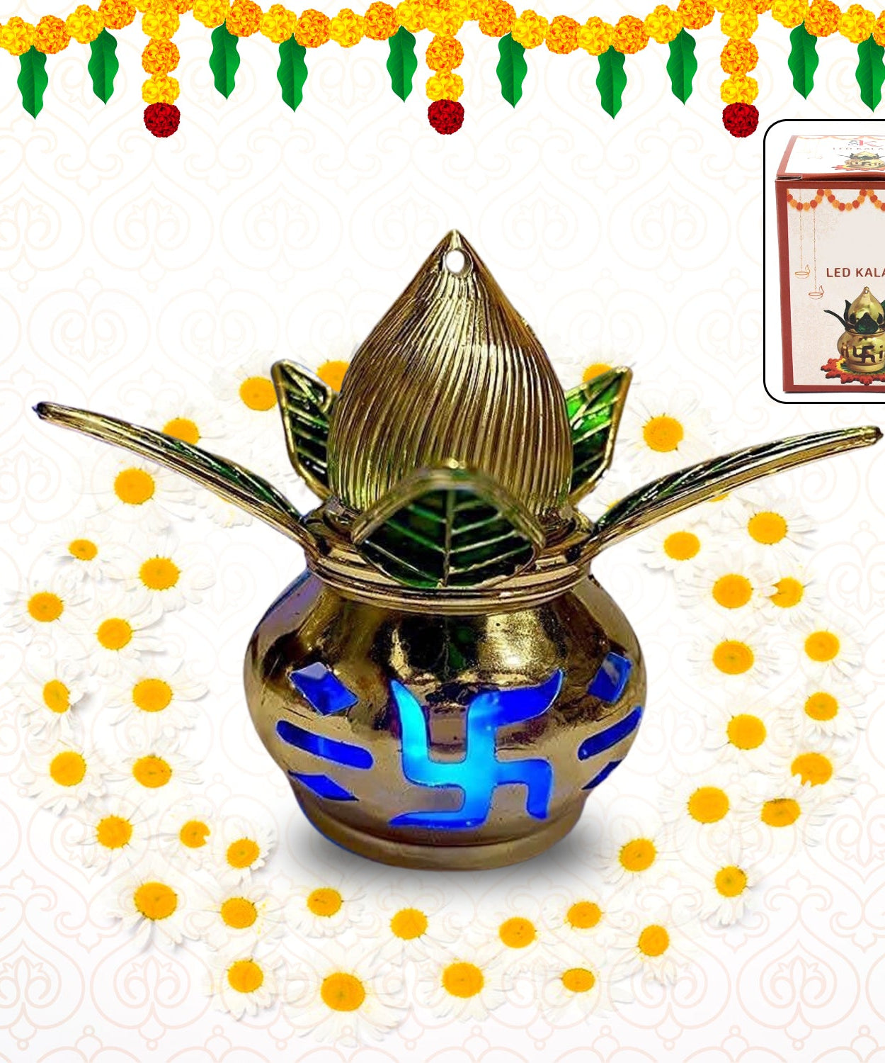 Gold Plated Eco Friendly LED Kalash  for Pooja Mandir