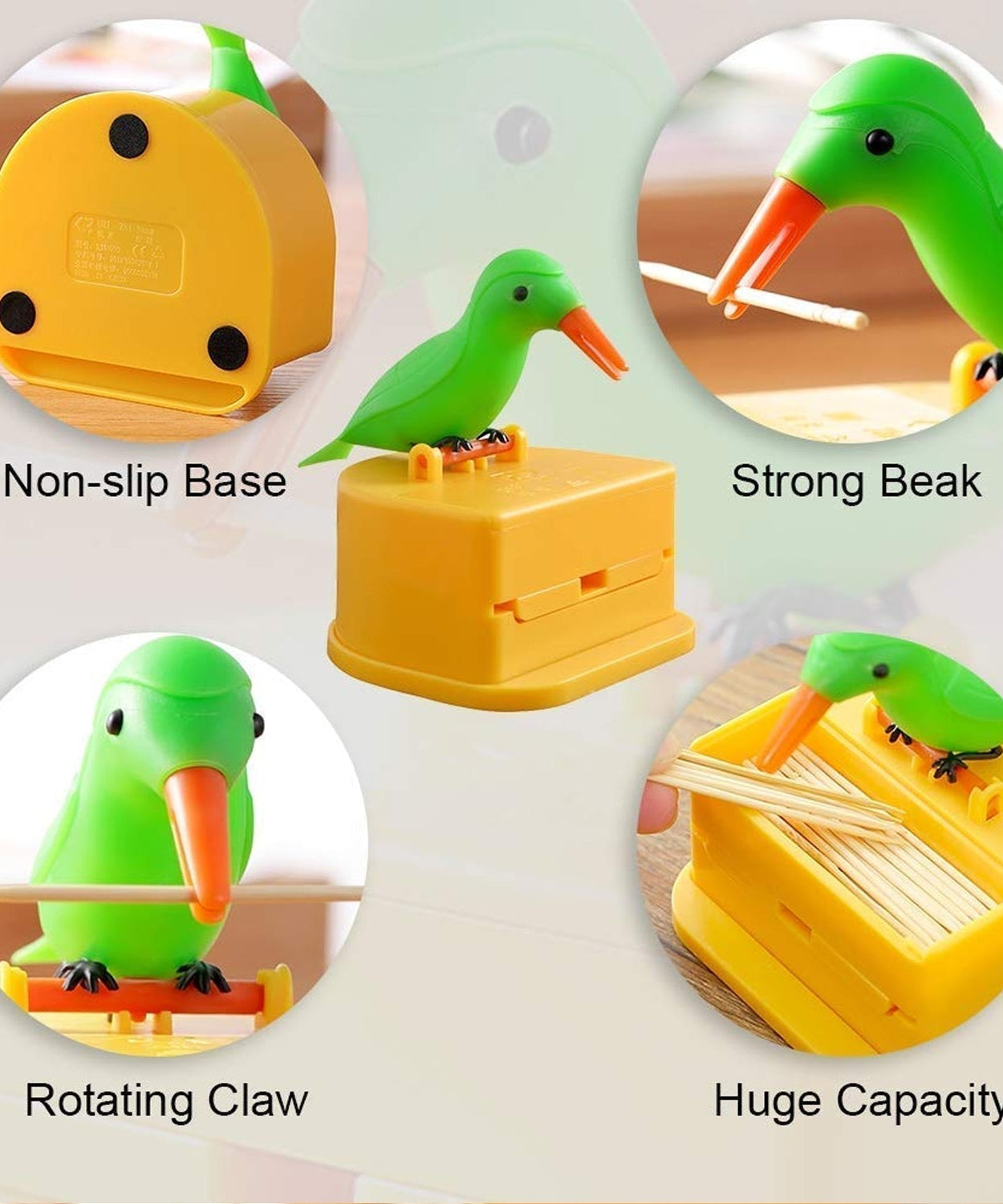 Portable Automatic Bird Toothpick Storage Box