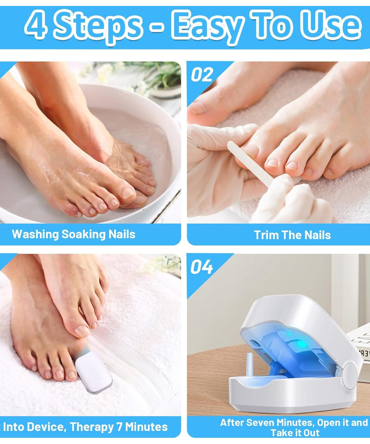 Rechargeable Nail Fungus Laser – Anti-Fungal Device for Toenails, Hands & Feet (Home Use)