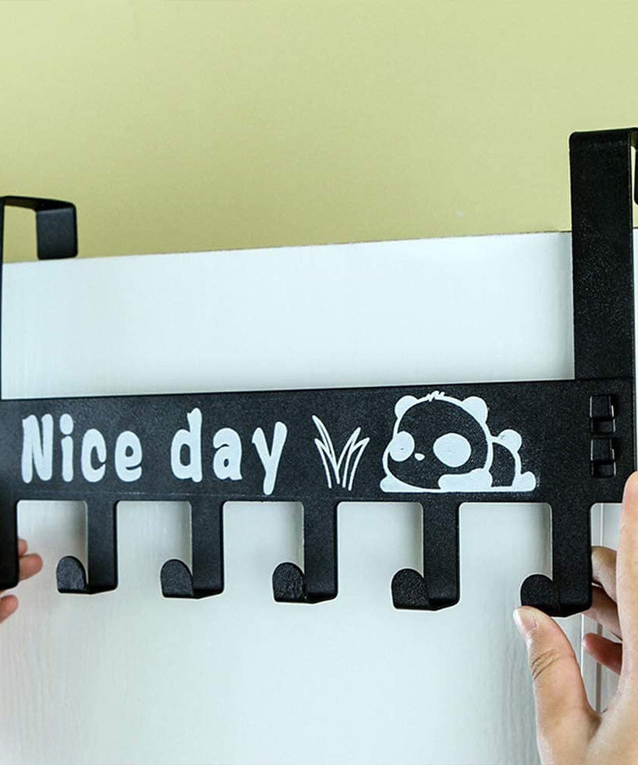 Heavy-Duty Carbon Steel Over Door Hook Rack for Towels & Coats (1 Pc, 6 Hooks)