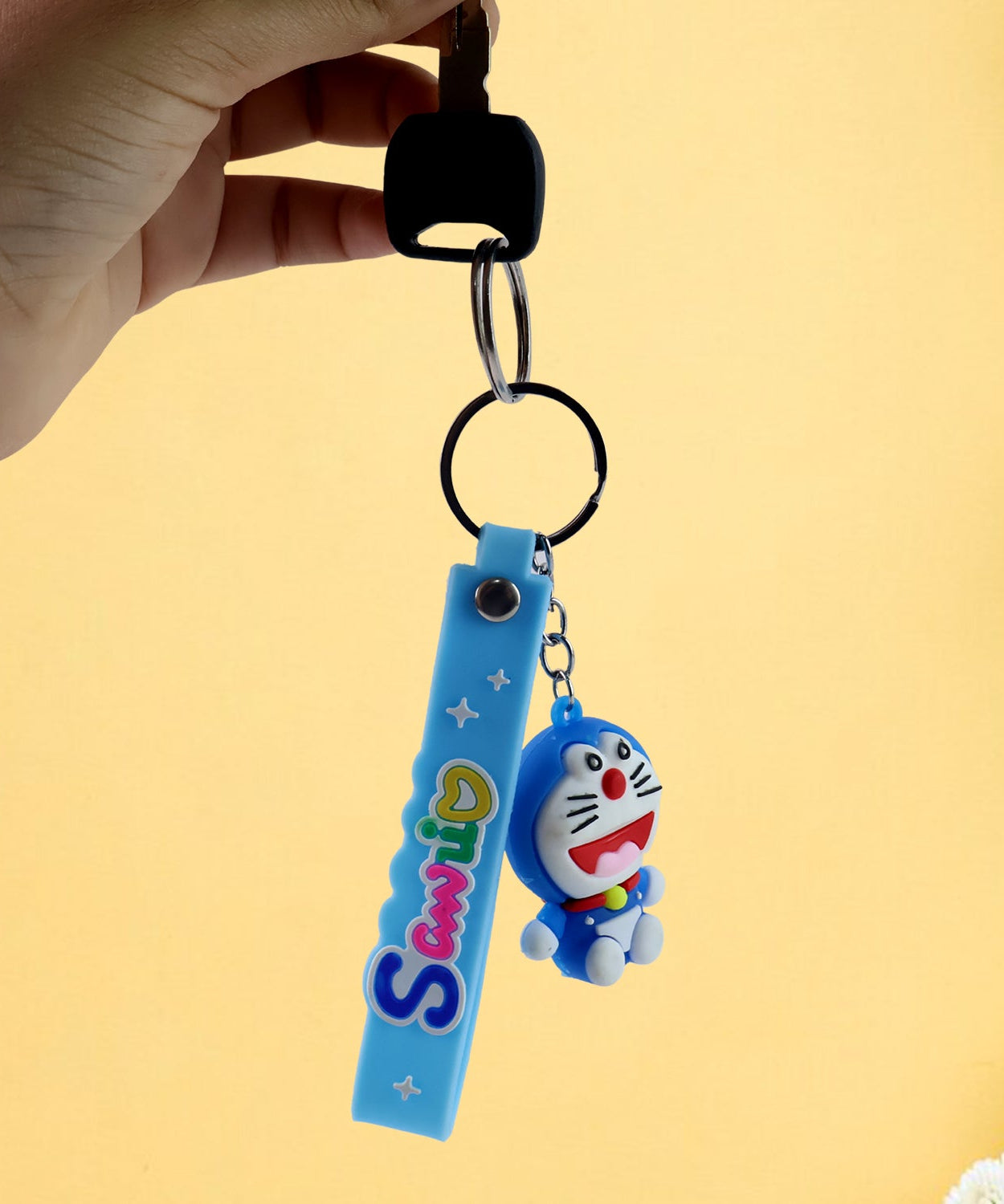 Cute Cartoon Silicone 3D Key Chain with Metal Hook & Strap (Pack of 1 / Mix Design)