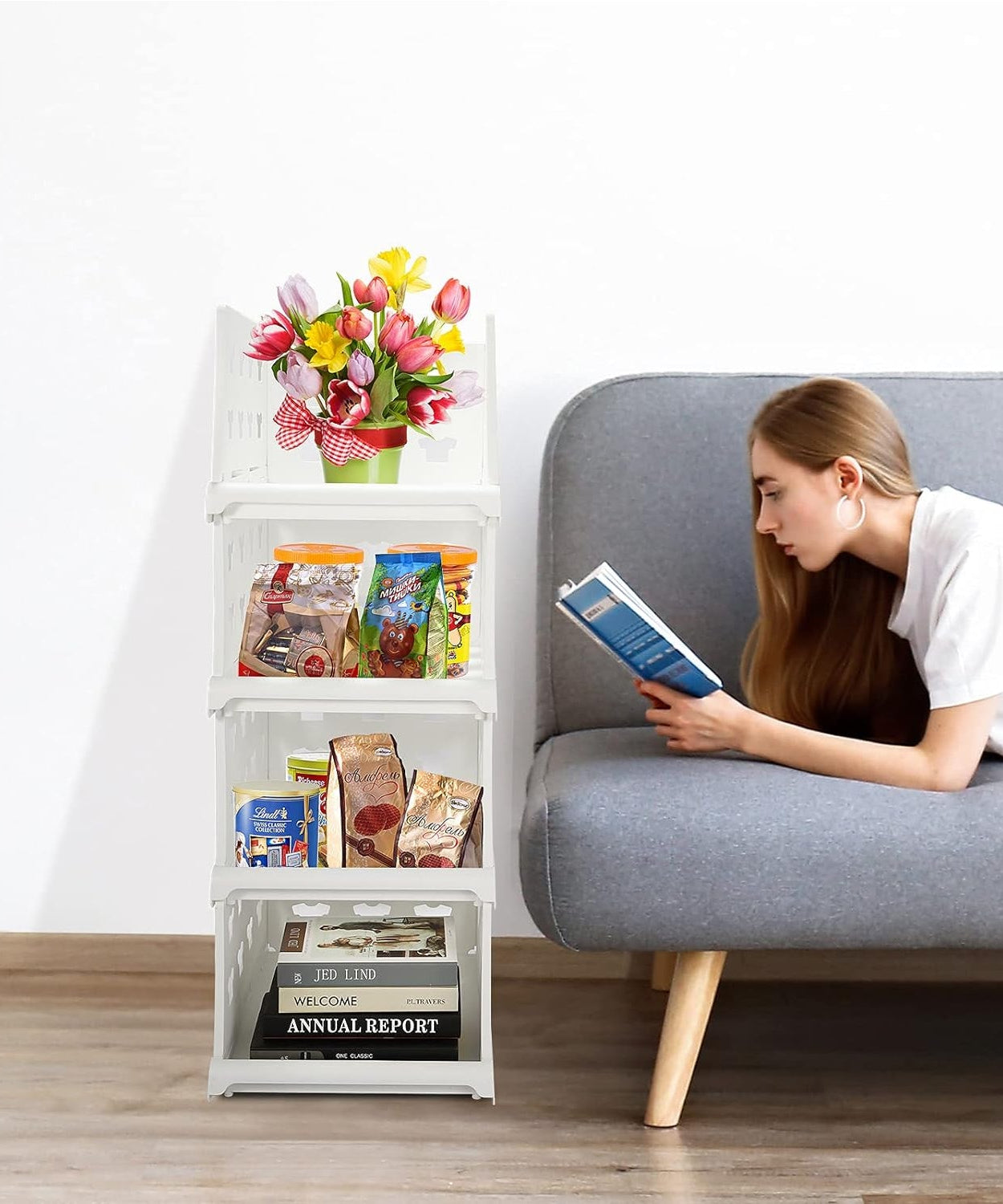 Multi-purpose 4-layer foldable storage cart, stackable