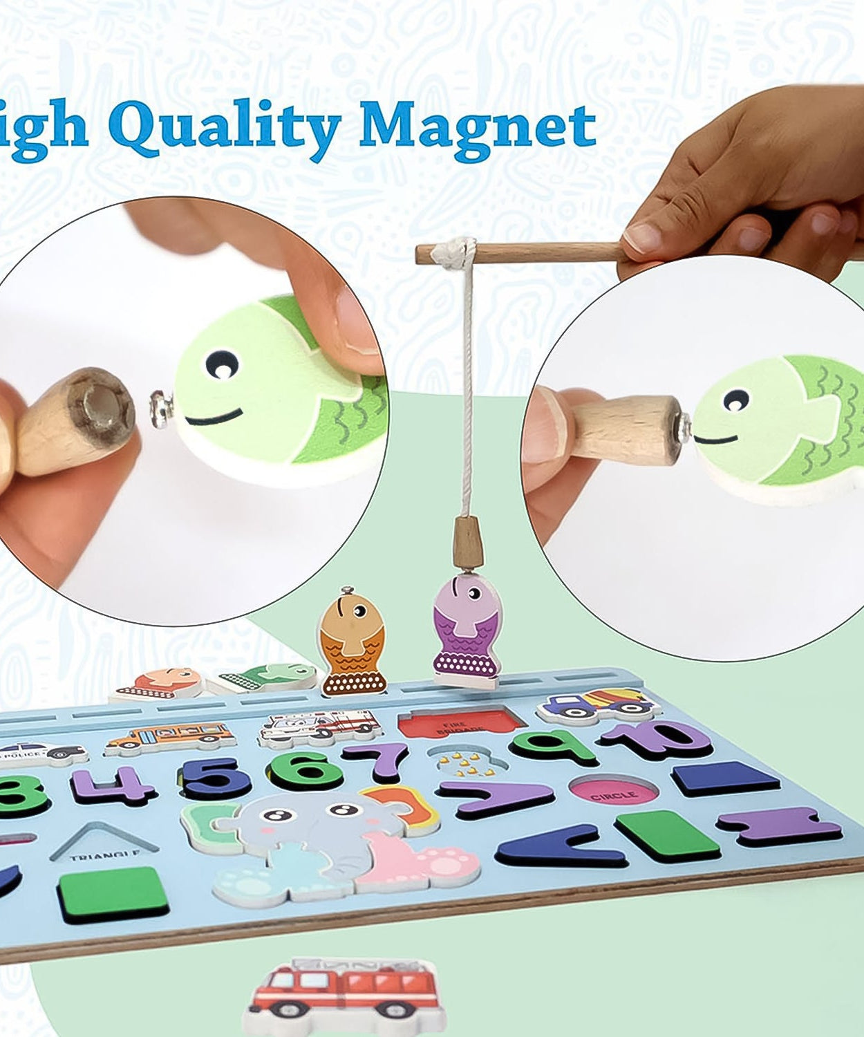 Wooden Number Puzzle Match Board and magnetic rod