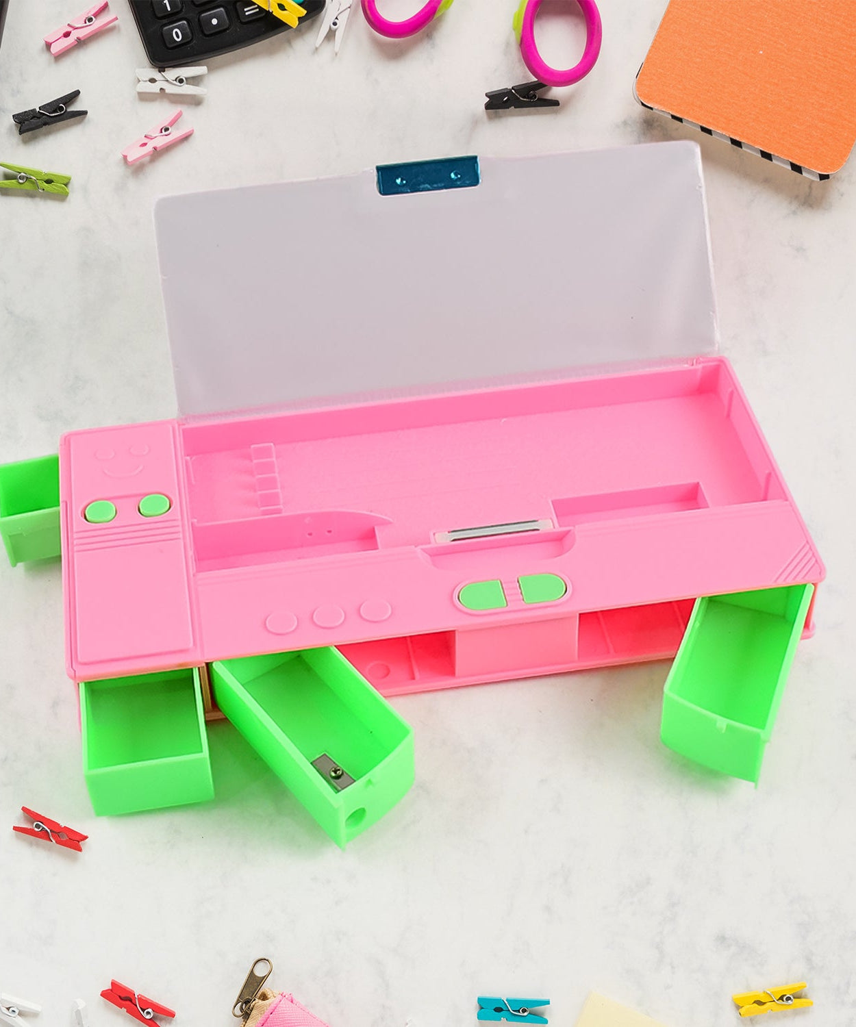 Multi Purpose Gadget Jumbo Pencil Box Compass  Jumbo 2 Side Slot Geometry Box Compass Use School , Traveling & Studio