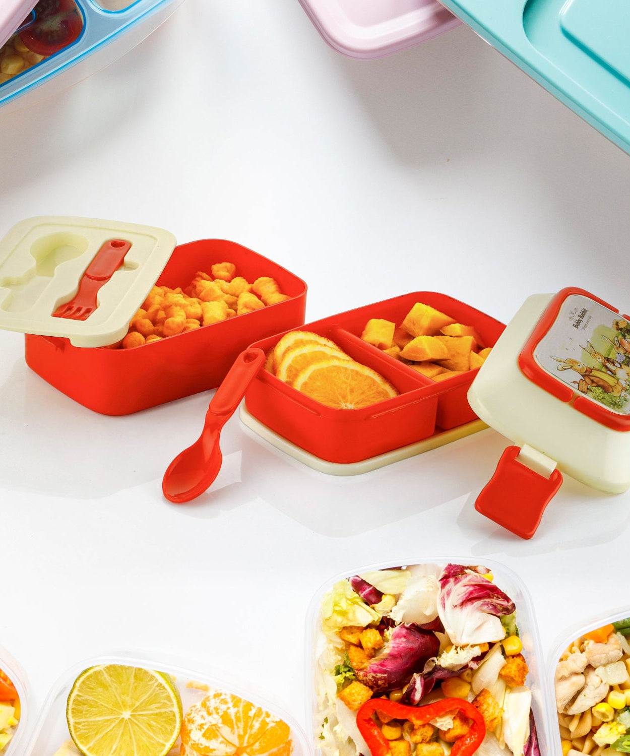 5621 Double Layer Lunch Box Stylish Lid Lunch Box With Fork & Spoon Lunch Box For Children School Lunch Box 