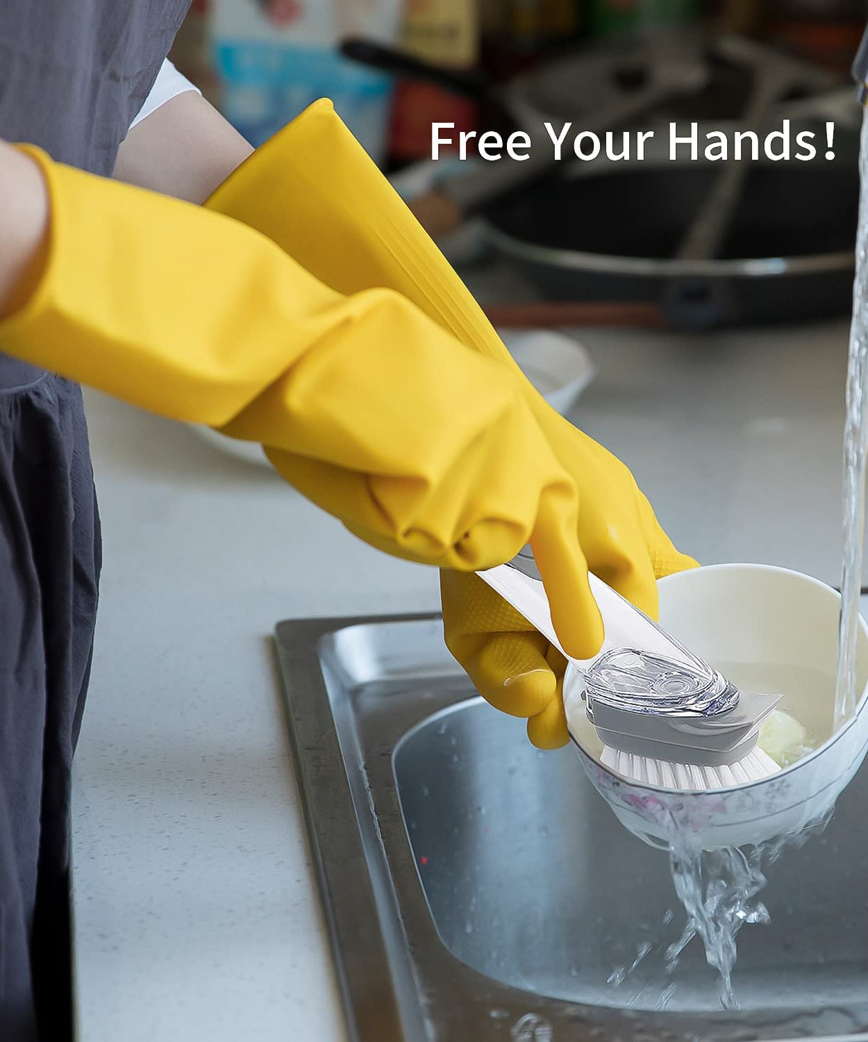 Dish Cleaning Brush with Built-in Liquid Soap Dispenser (1 Pc)