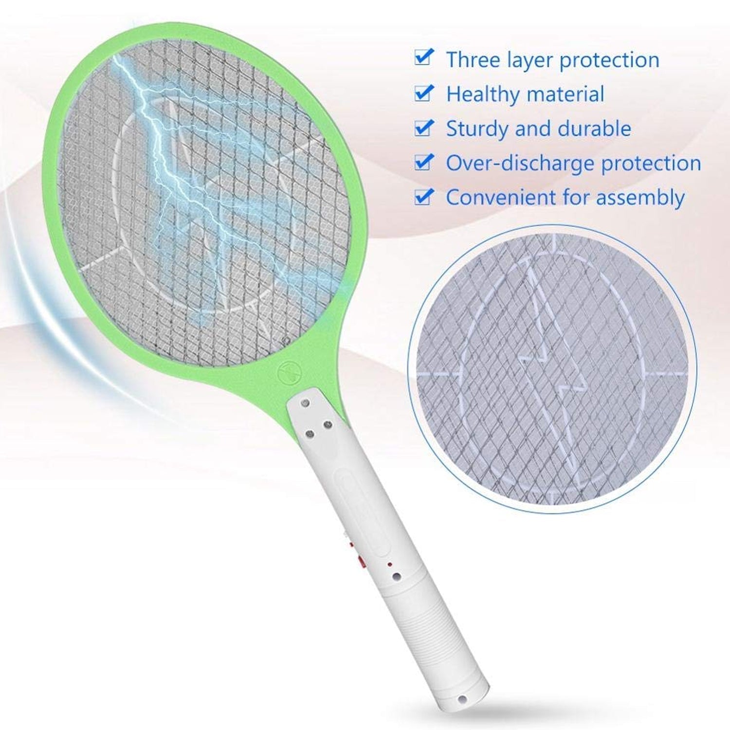 Rechargeable Mosquito Killer Racket – Handheld Electric Fly Swatter with Cable (Quality Assured, with cable)