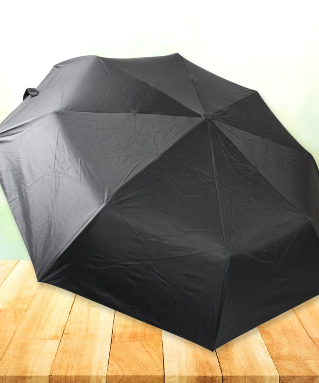 2 Fold Manual Umbrella – Wind, Sun & Rainproof with Steel Shaft & Wrist Strap
