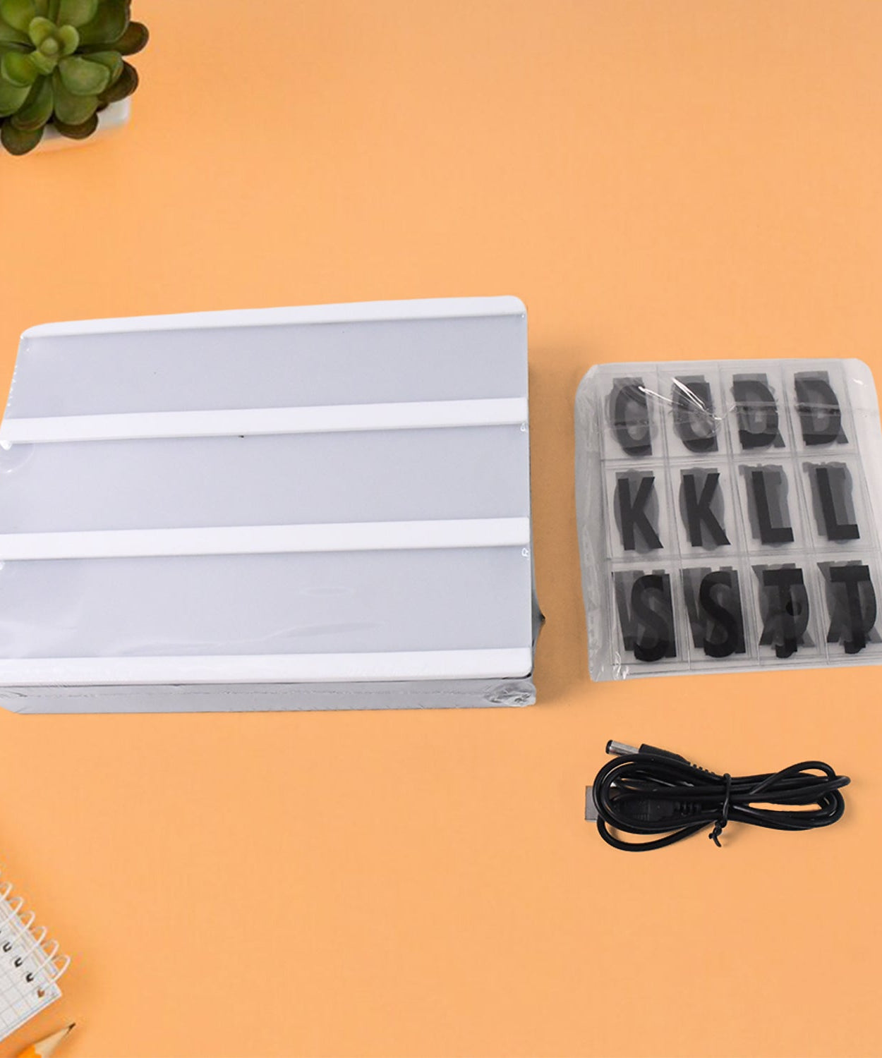 Black Mini A6 Magnetic Cinematic Light Box with 82 Characters and 10 Emojis  (1 Set)