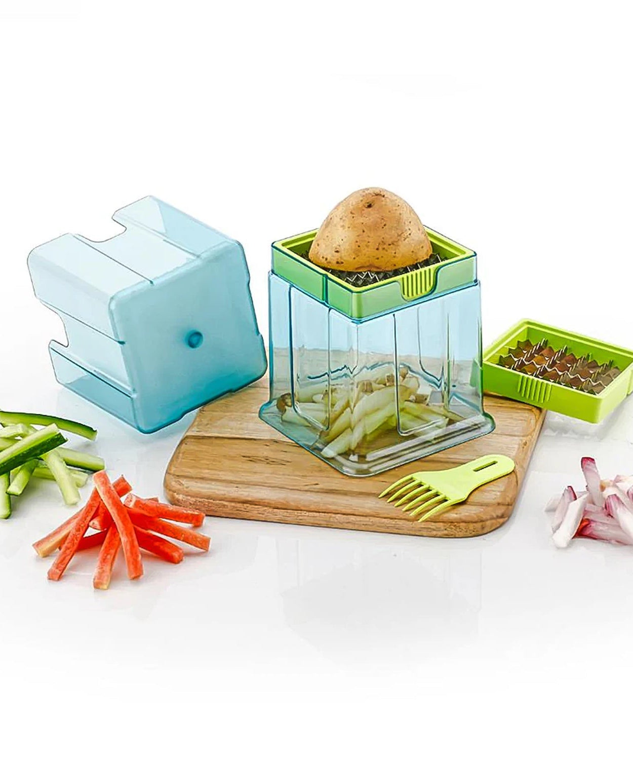 2-in-1 Potato Chipper & Slicer – French Fries Maker with Two-Blade Cutter (1 Pc)