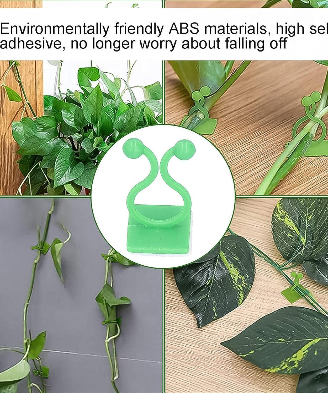 Plant Climbing Wall Fixture Clip Self-Adhesive Hook (100 Pcs Set)