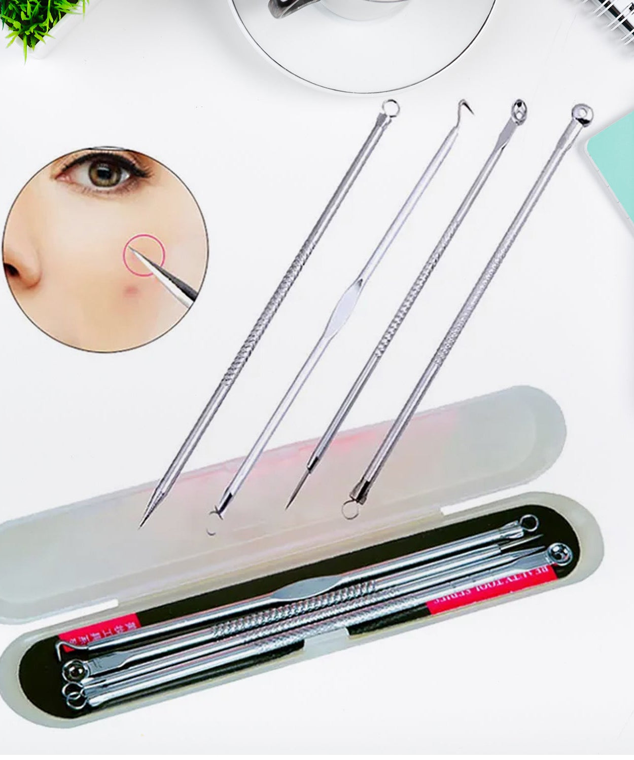 Blackhead Remover, 4-in-1 Stainless Steel Pimple Extractor Tool (1 Pc)