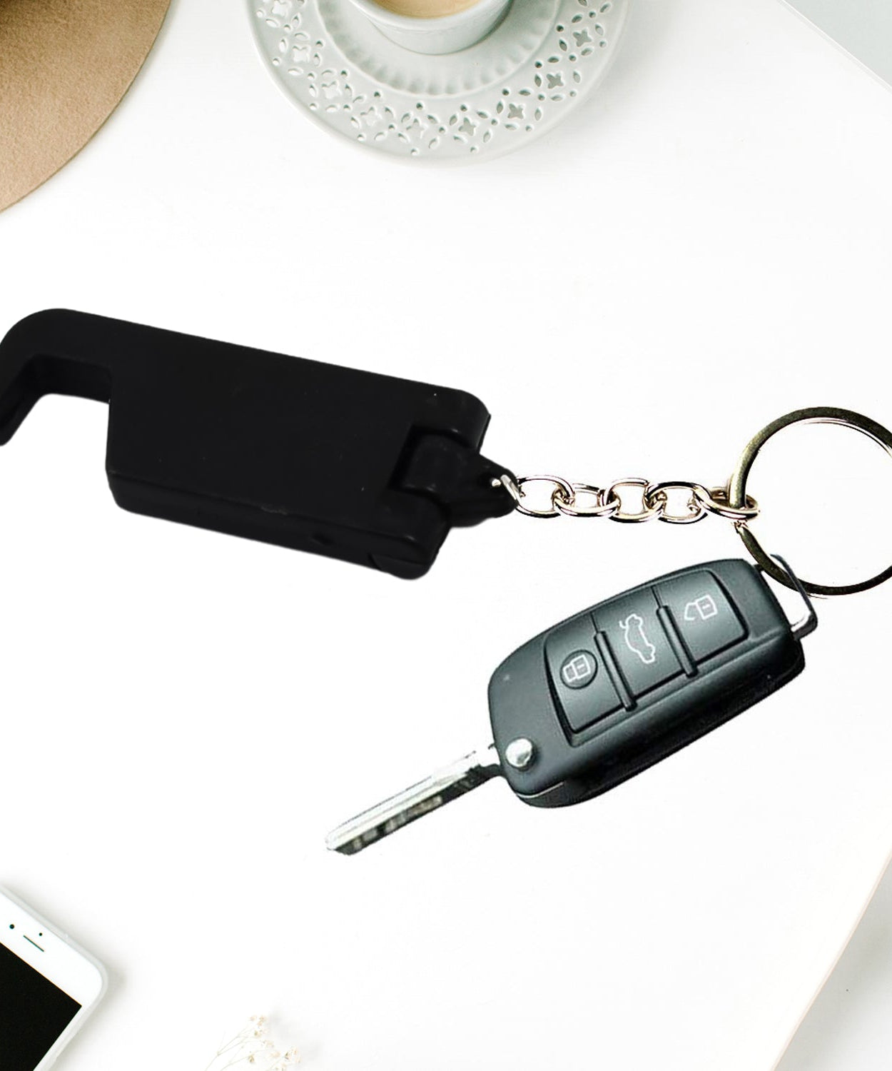 2 in 1 Plastic Keychain with Mobile Stand / Phone Holder (100 Pcs Set / Multicolor)