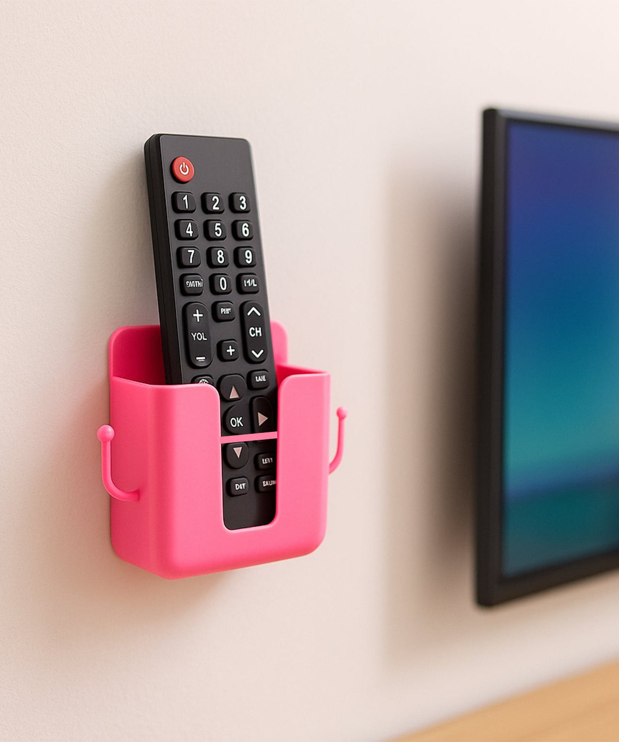 Wall Mounted Storage Box / Remote Storage Organizer Case with 2 Side Hanging Hooks (4 Pcs Set)