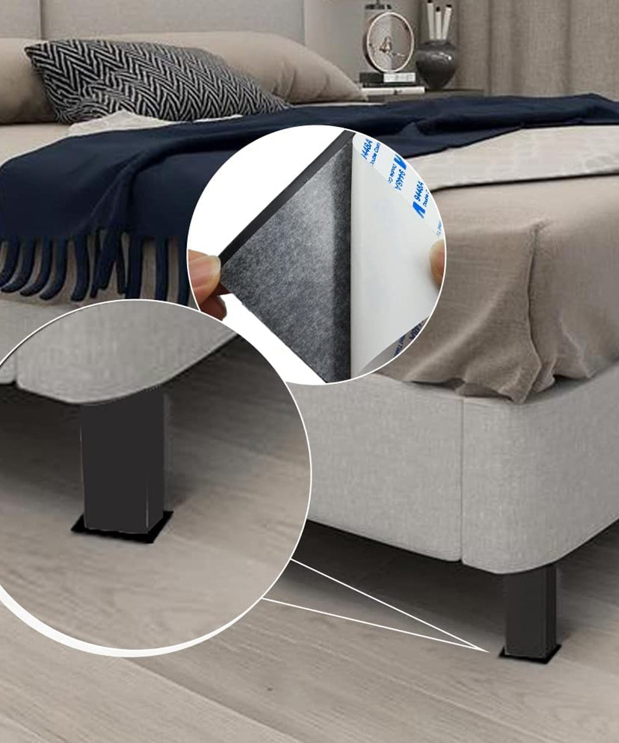 Furniture floor protectors, square felt pads for various uses.