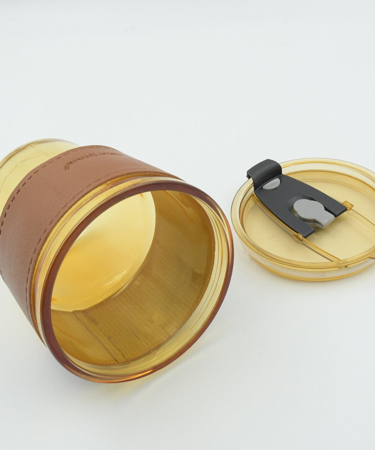 Stylish glass coffee mug with straw and secure lid