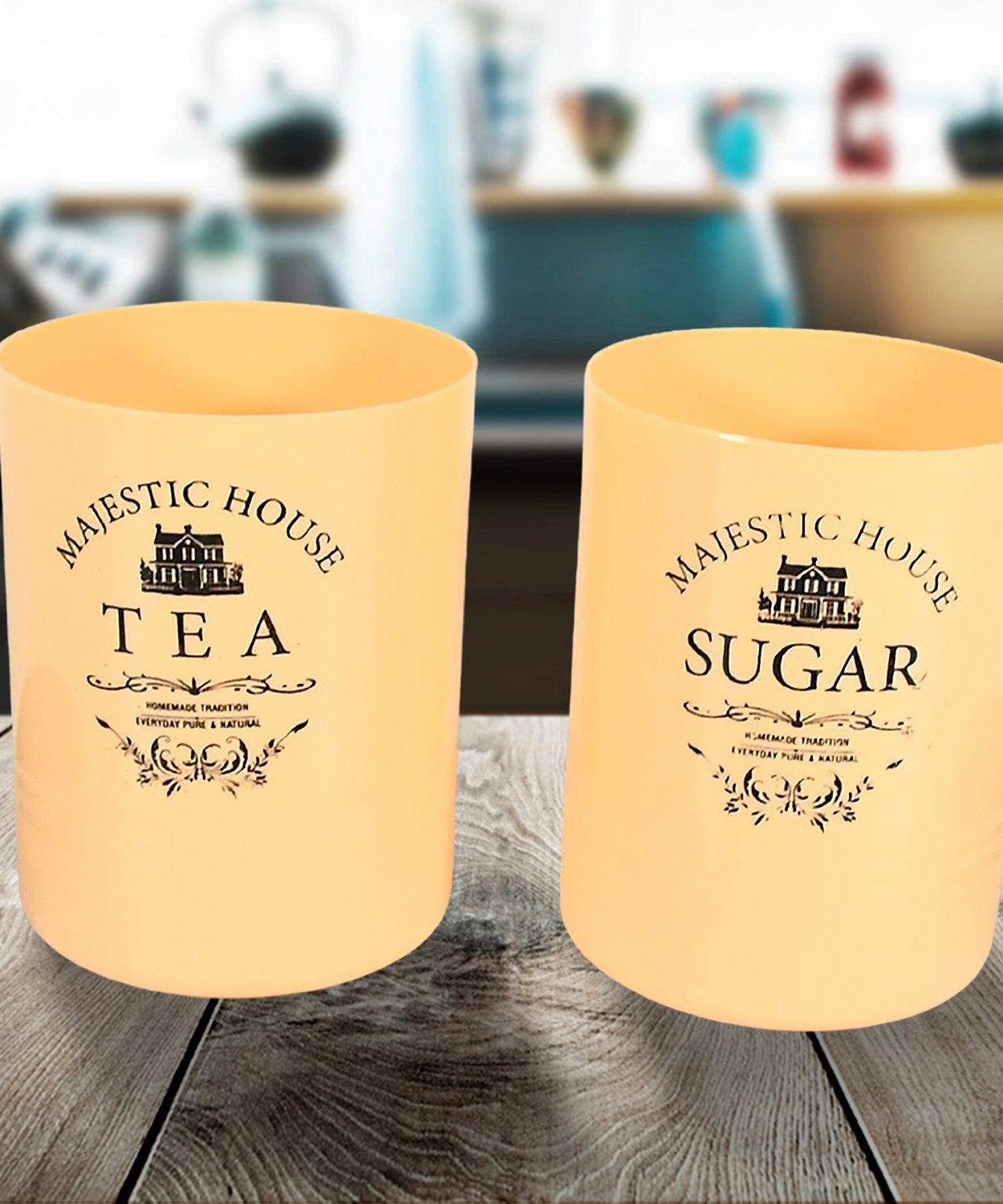 Accurate Seal Tea Sugar Coffee Container, Plastic Damru Shaped Tea, Coffee, Sugar Canisters Jar, New Airtight Food Seal Containers for Salt, Dry Fruit, Grocery 2 Section (800 ML Approx)