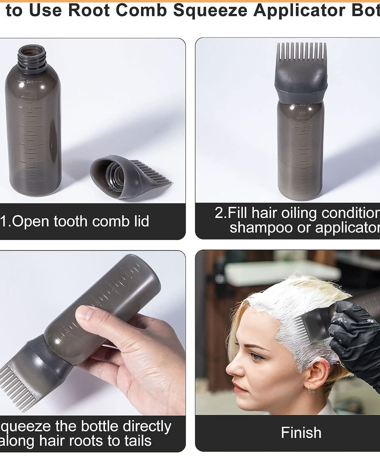 Comb Applicator Bottle, Hair Oil Applicator Bottle for Hair Dye Bottle Applicator Brush with Graduated Scale, Professional Brush Applicator Comb Hairdressing Coloring Styling Tool (1 Pc), Hair accessories