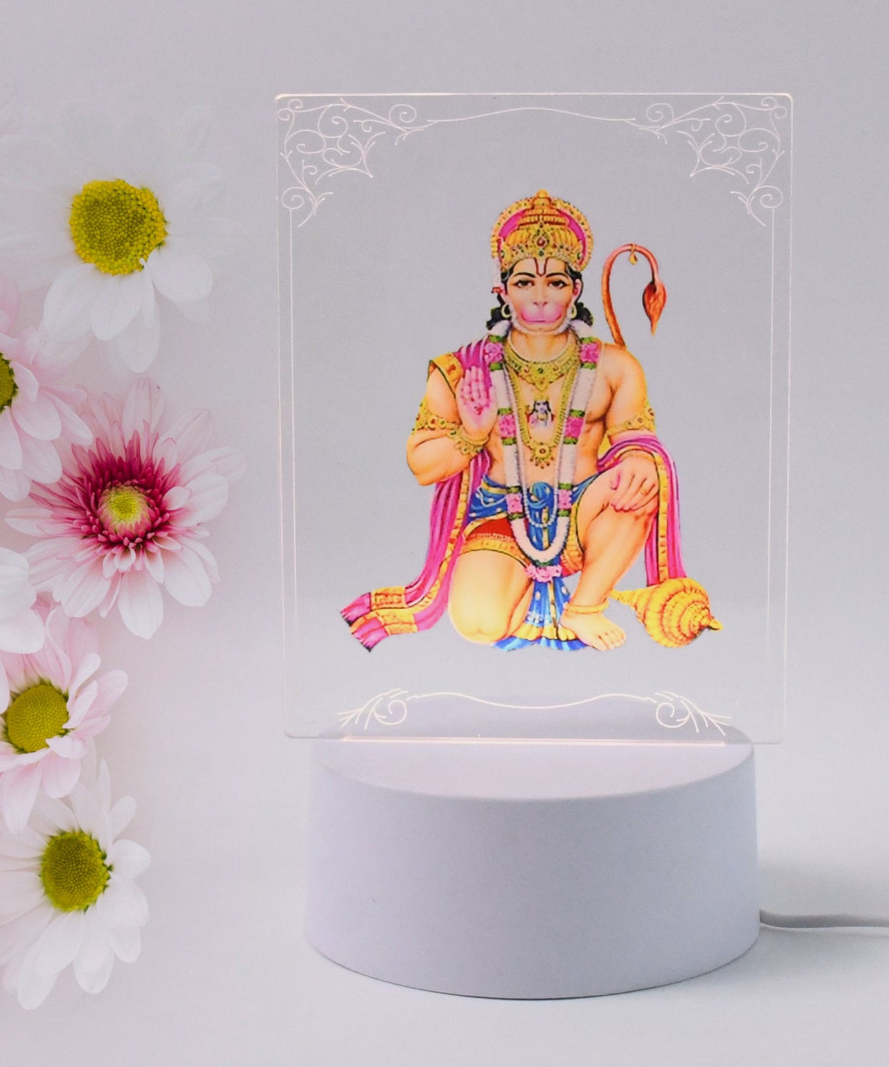 Beautiful 3D Lord Hanuman Frame with soft white light (1 Pc)
