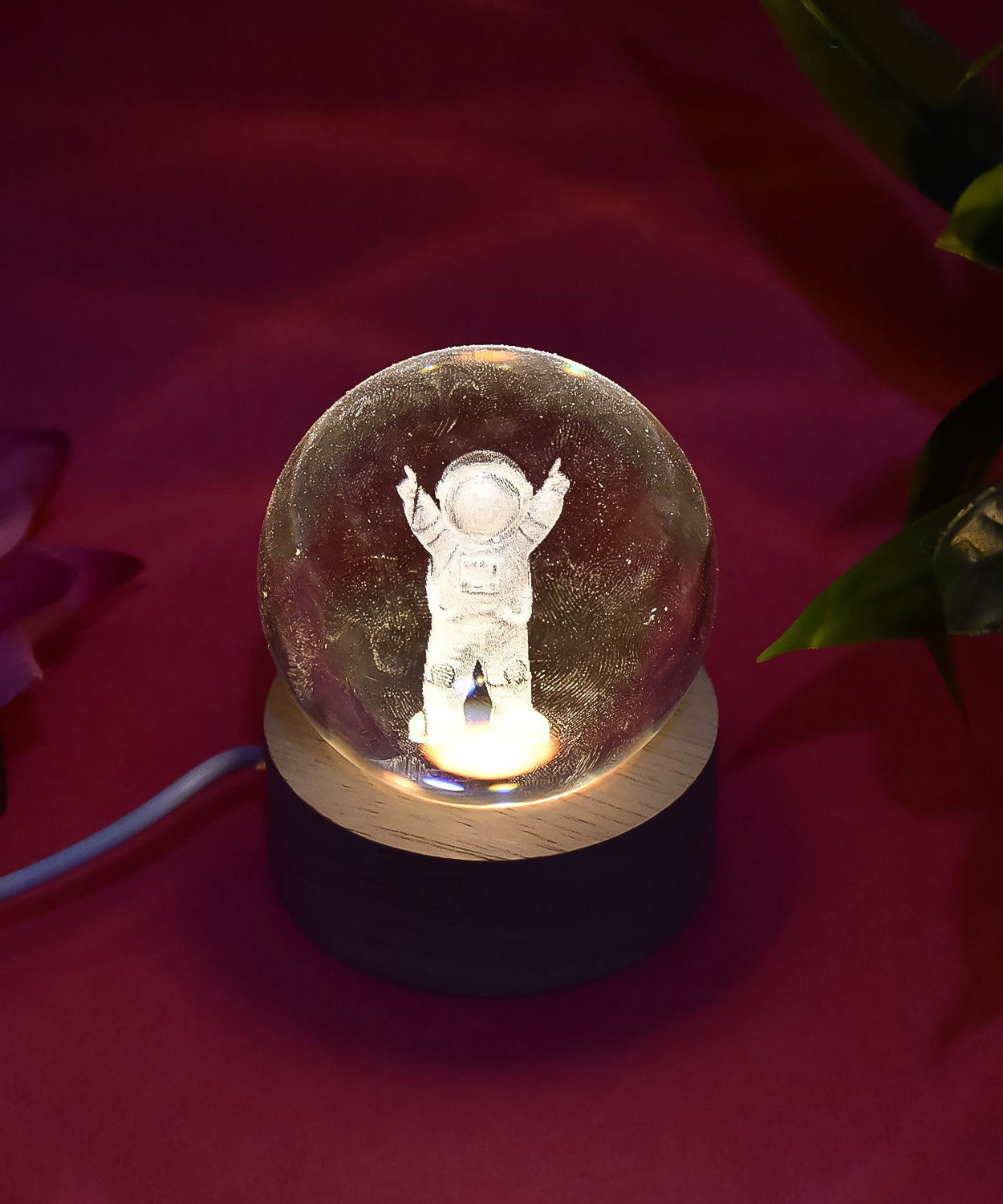 Moon 3D Crystal Ball Lamps with Base For Bedroom 3D Lamps (1 Pc)