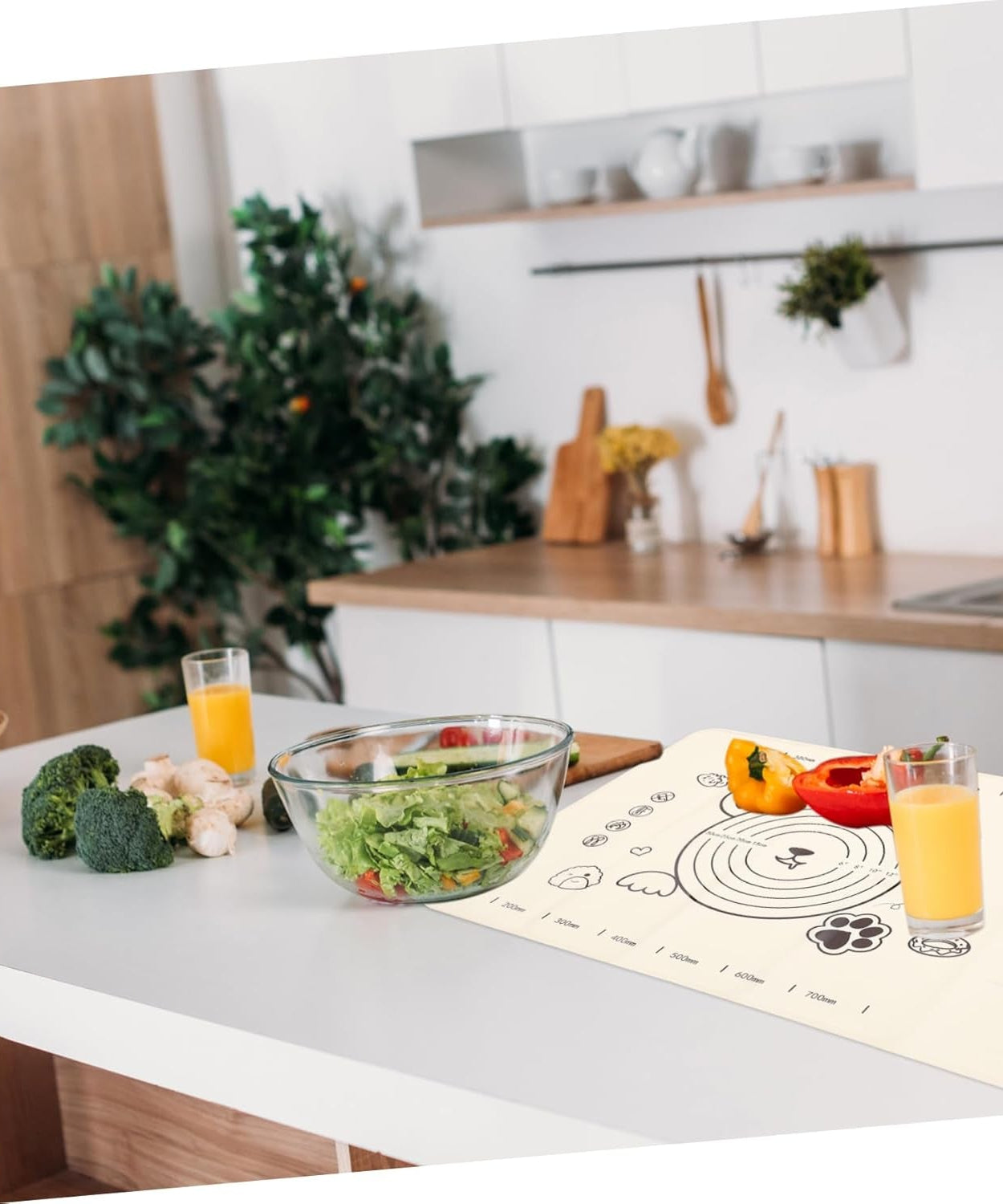 3 In 1 Low Silicone Baking Mat With Wooden Belan & Cake Scraper (3 Pcs Set / 70×50 CM)