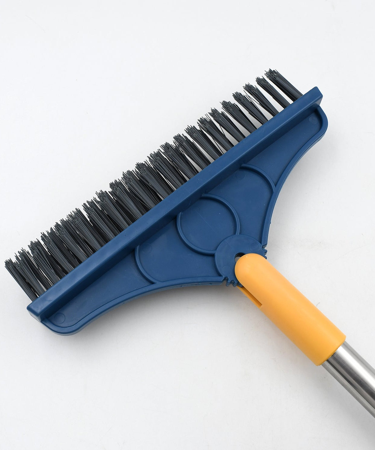Rotatable cleaning brush with wiper, long handle for easy use