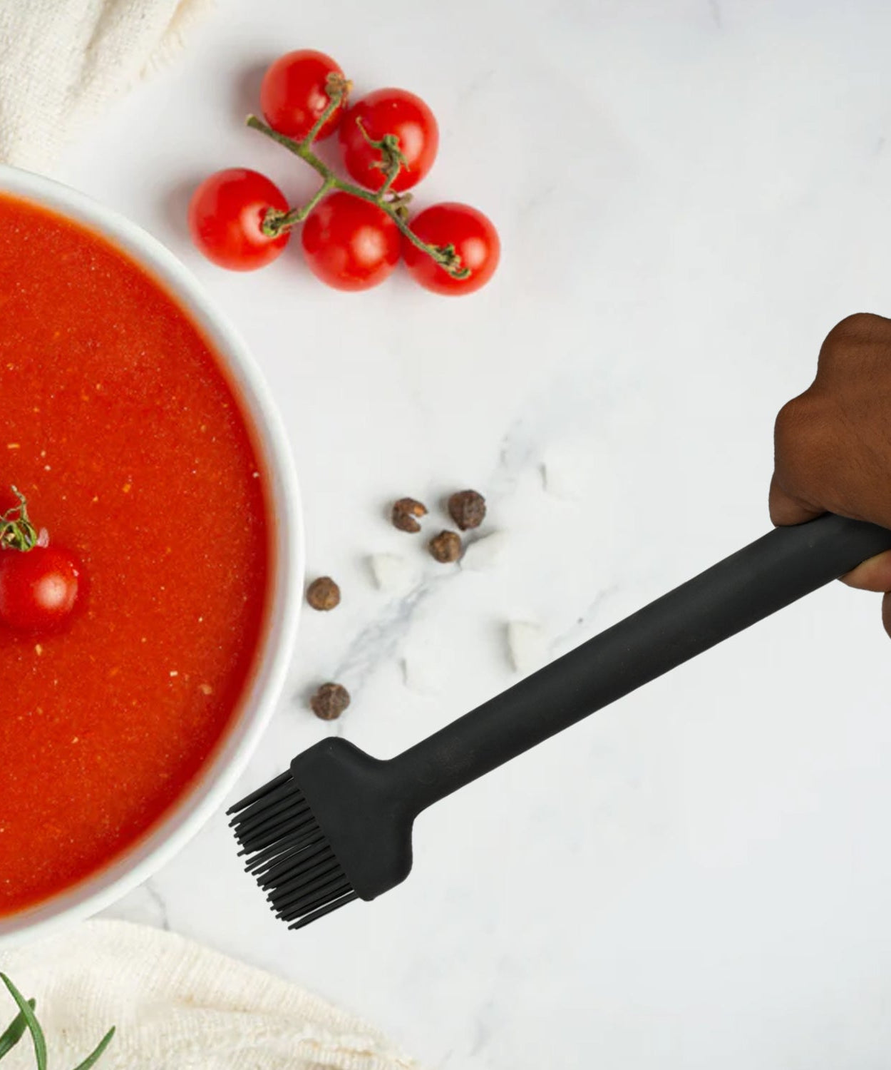 Silicone brush for kitchen use, close-up