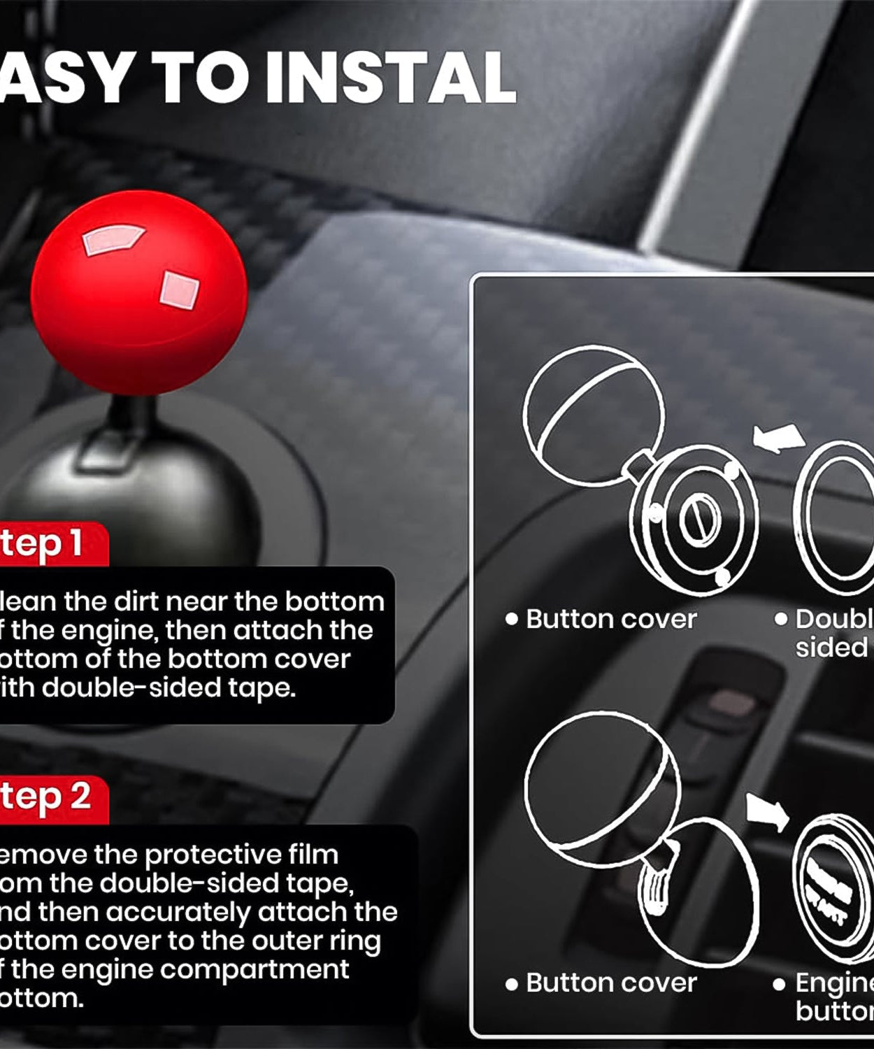 Ball Design Car Push Start Button Rocker / Cover (1 Pc)