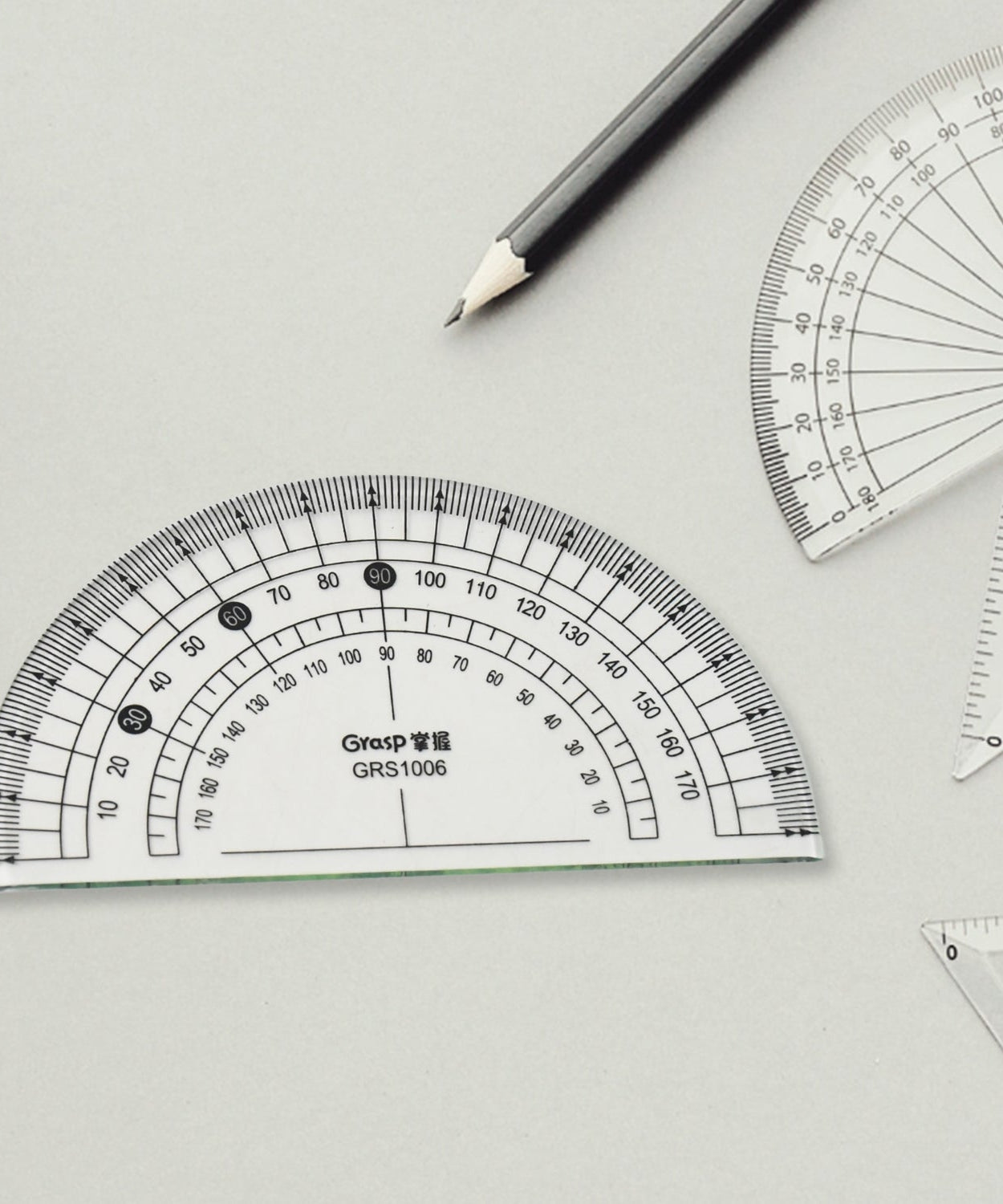 4-Piece Geometry Set, Triangle Ruler Protractor Straight Ruler