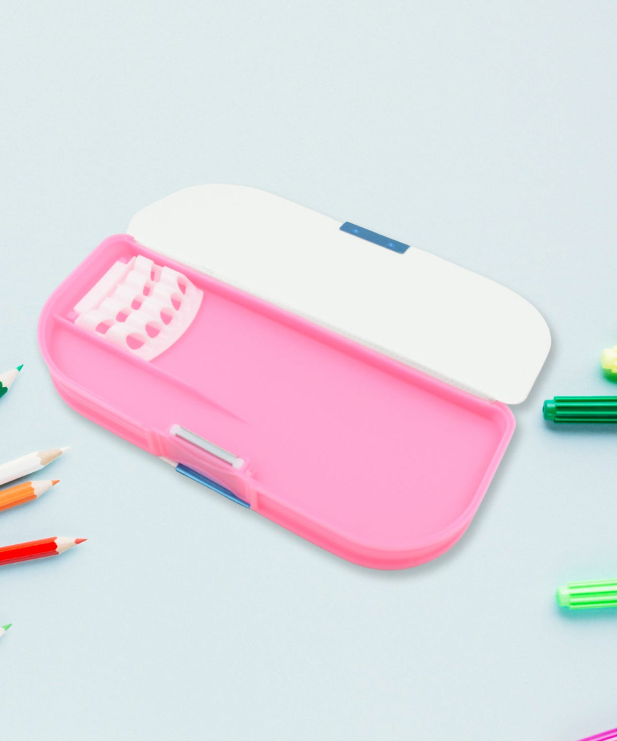 Kids' pencil case with cartoon print and 2 sections