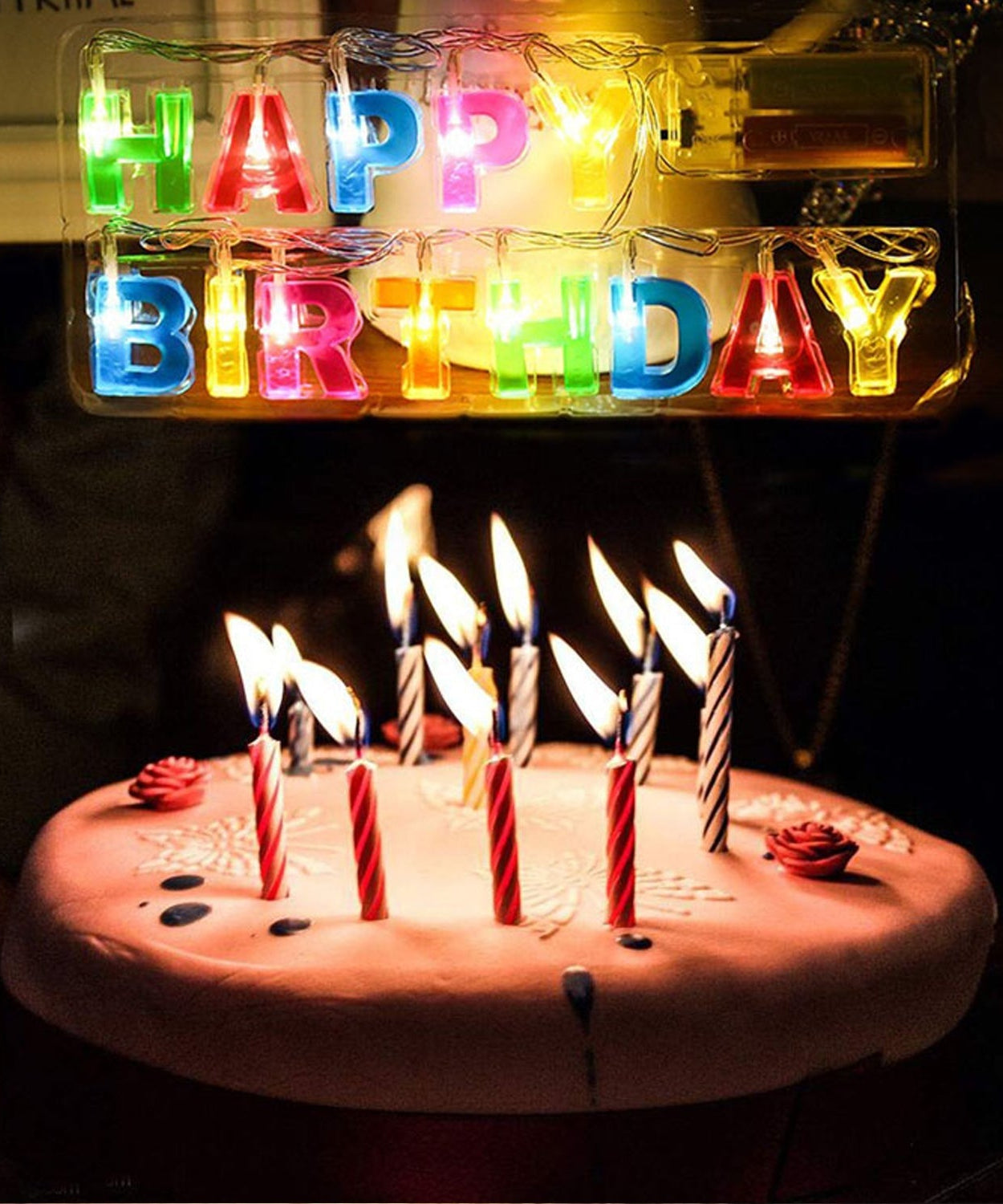 Decoratives Plastic Happy Birthday 13 LED Letter Battery Operated String Lights, Outdoor String Lights (Multicolour)