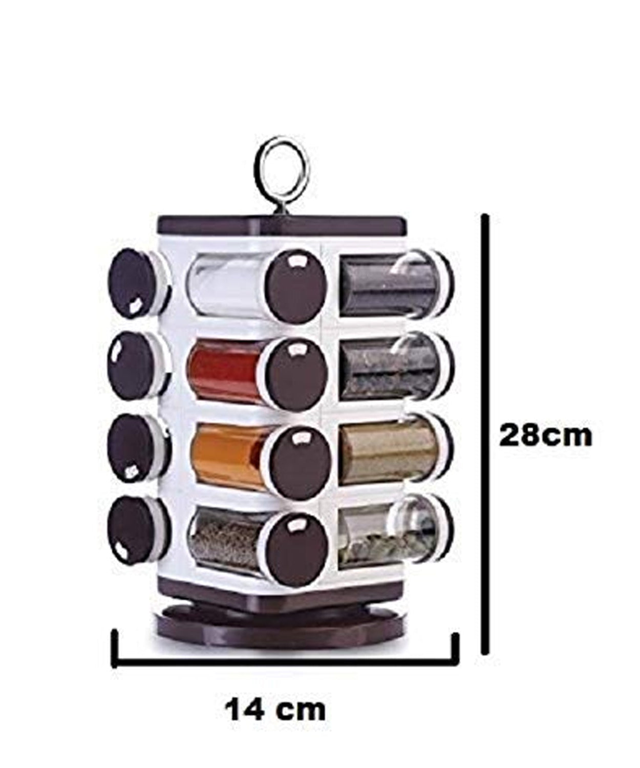 Revolving spice rack by Ganesh, 16 plastic dispensers, 100 ml each.