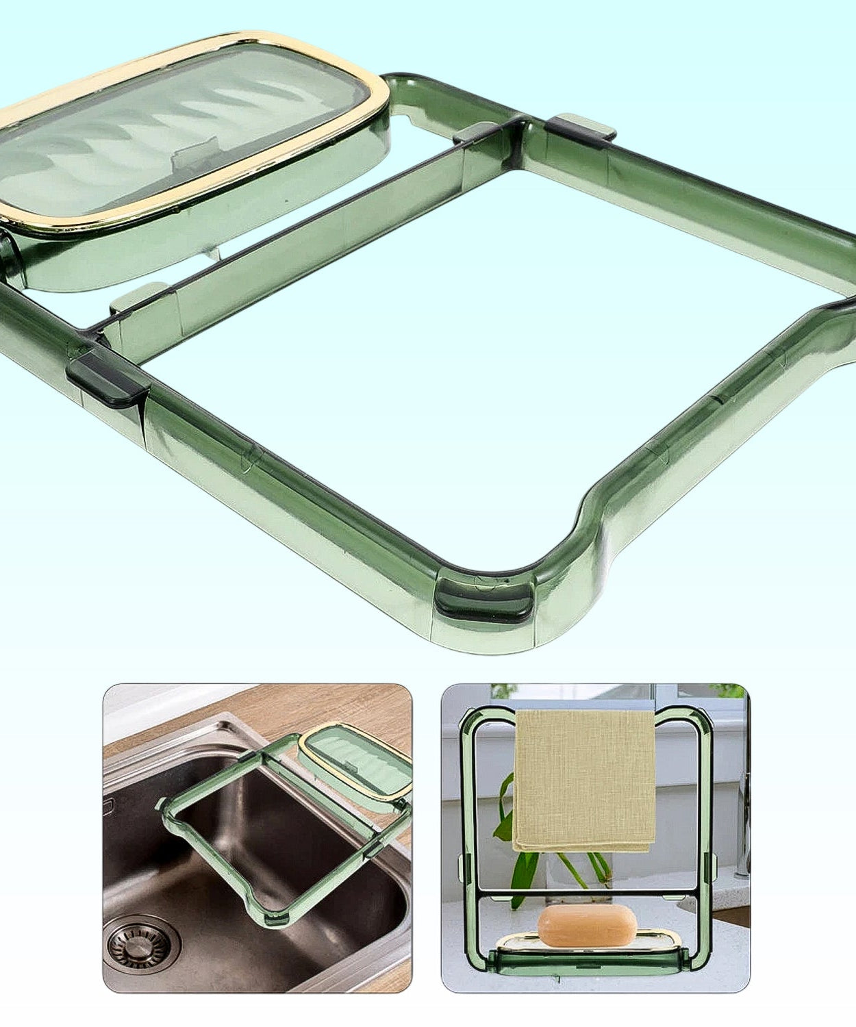 2-in-1 Self-Adhesive Towel Hanger & Soap Holder Stand (1 Pc)